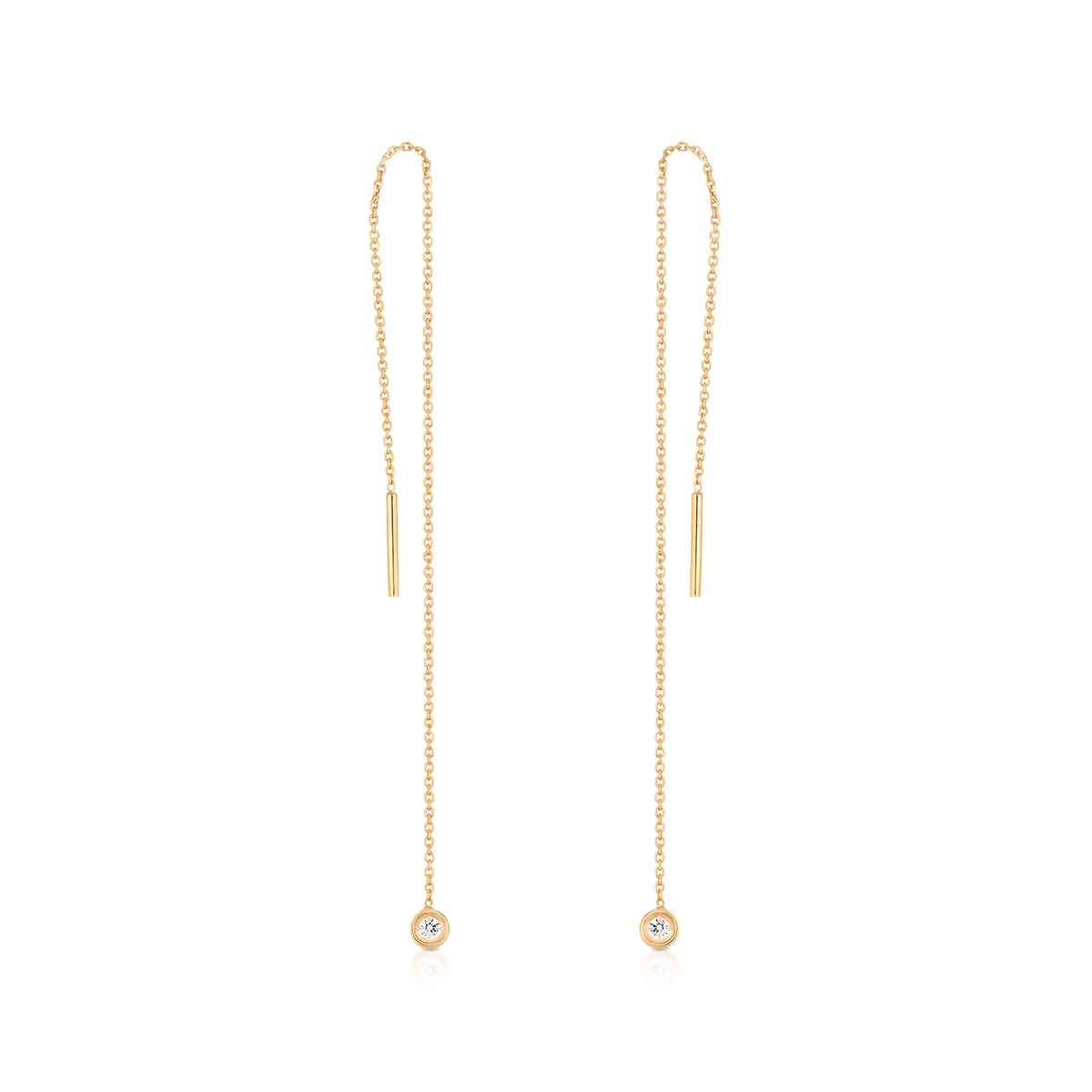 W.KRUK Kolczyki złote przewlekane z cyrkoniami