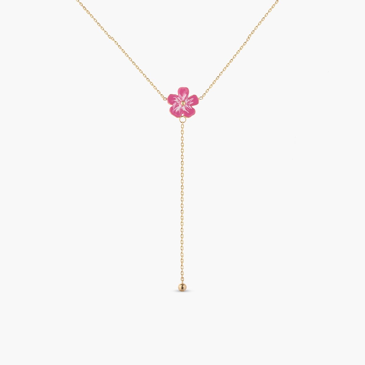 W.KRUK Naszyjnik złoty z różowym kwiatkiem