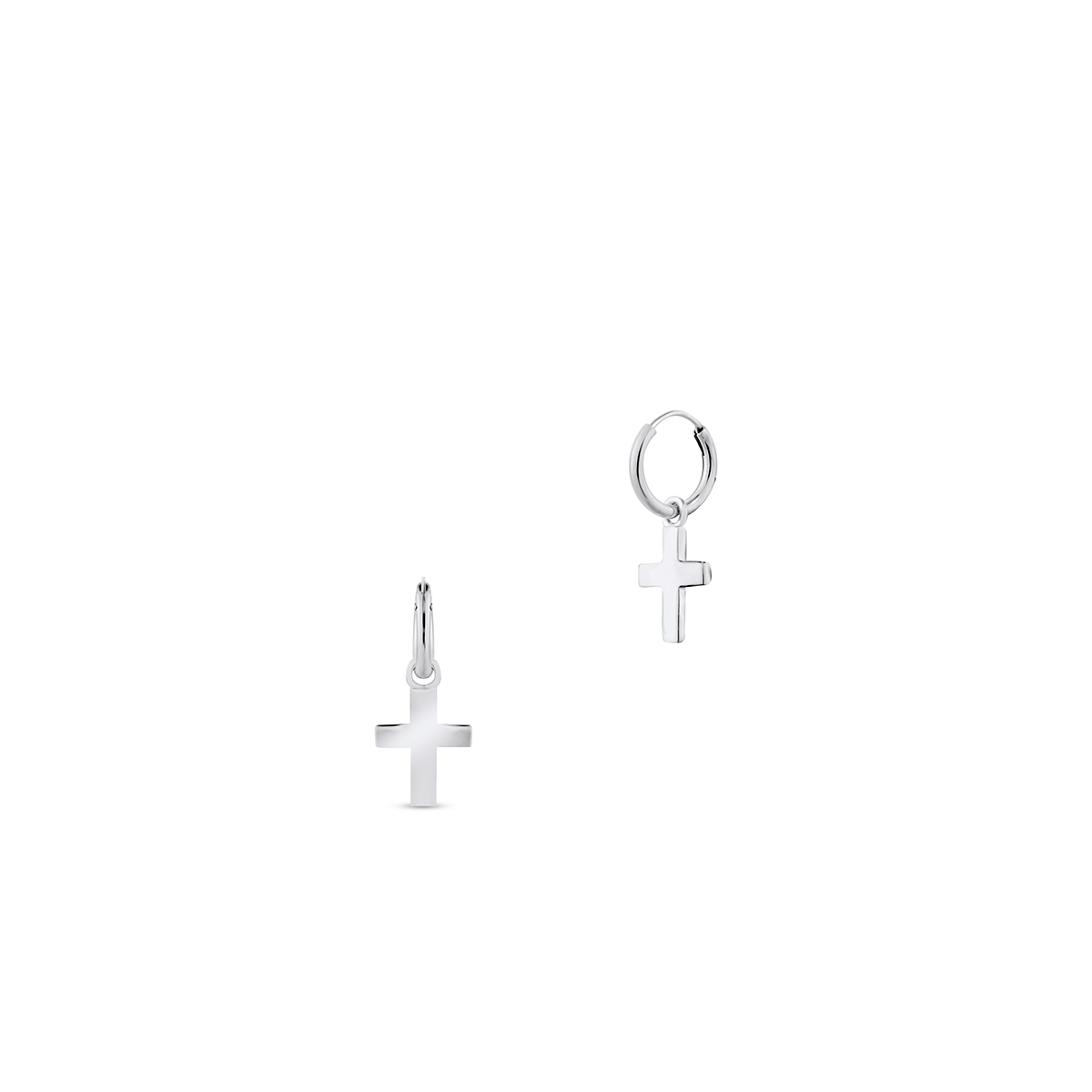 W.KRUK Kolczyki srebrne kółka z krzyżykiem