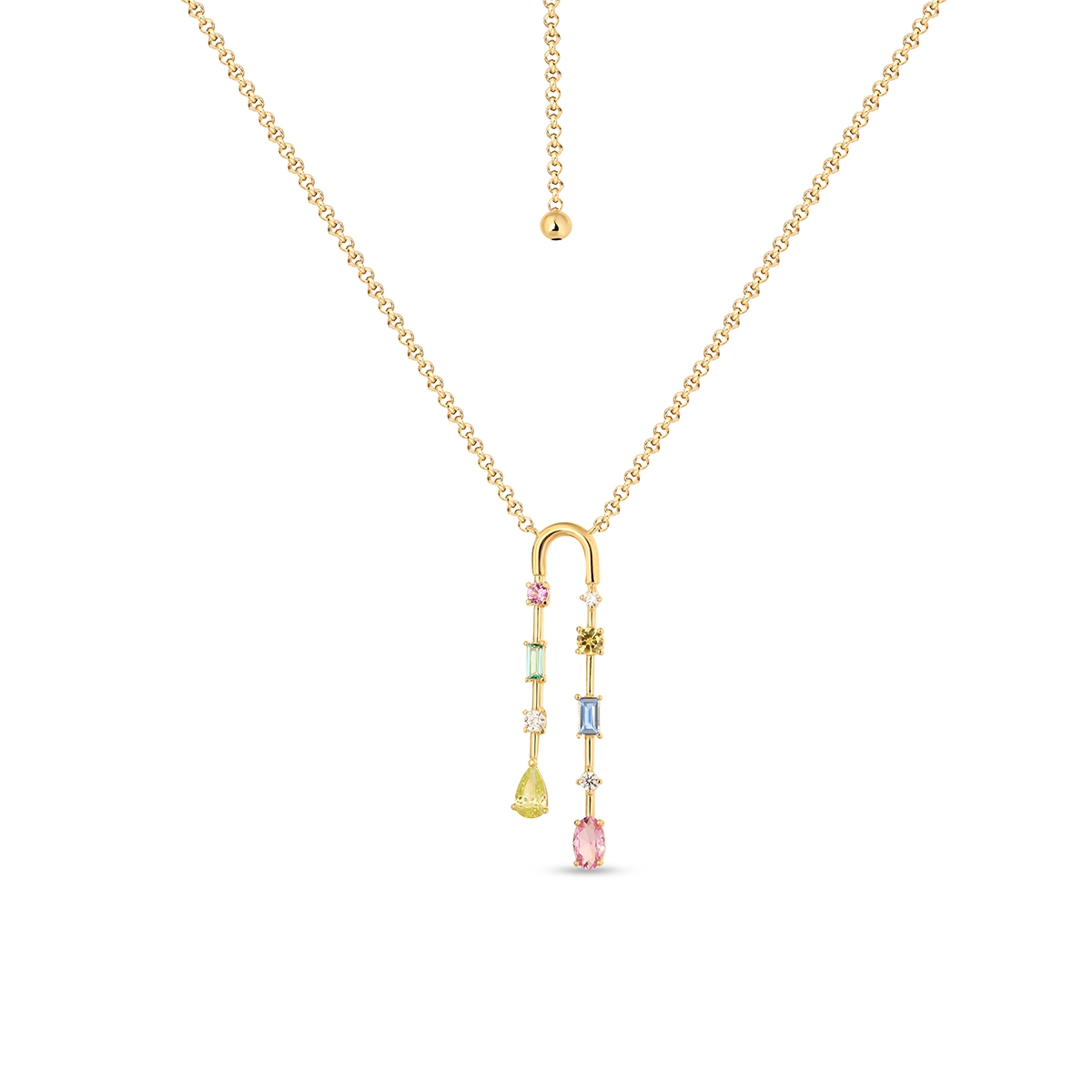 W.KRUK Naszyjnik srebrny z kolorowymi kamieniami Mozaika