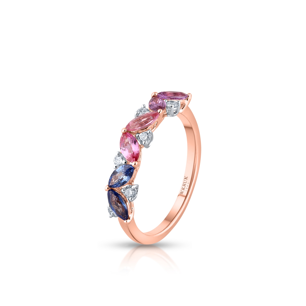 W.KRUK Pierścionek złoty z brylantami i szafirami