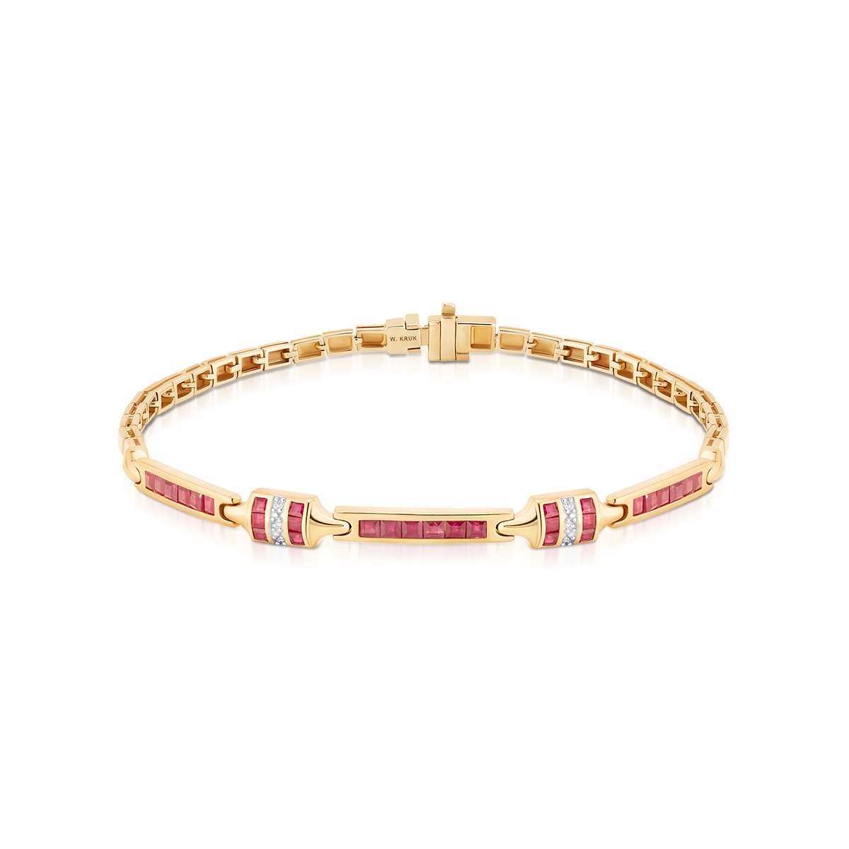 W.KRUK Bransoleta złota z diamentami i rubinami
