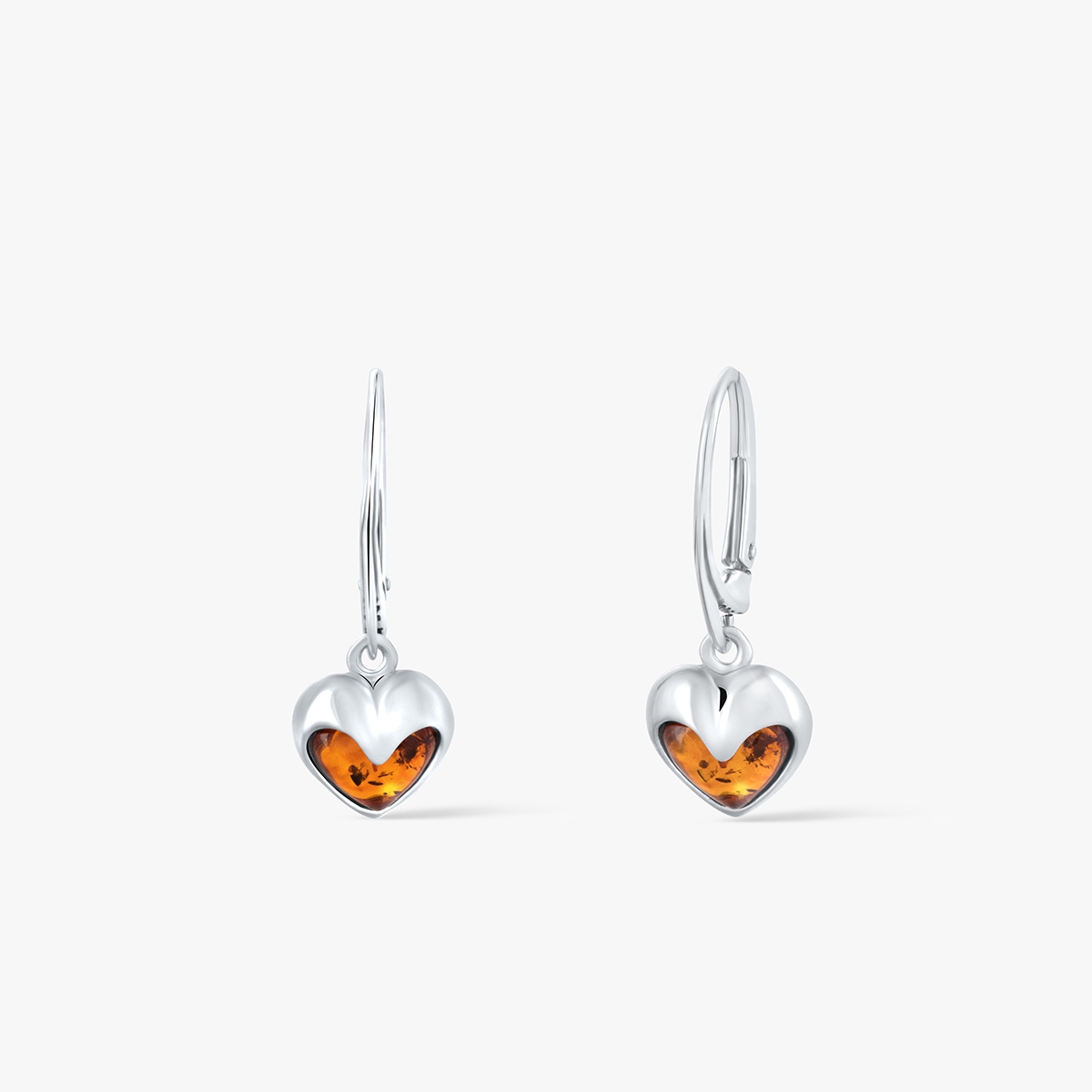 W.KRUK Kolczyki srebrne z bursztynem