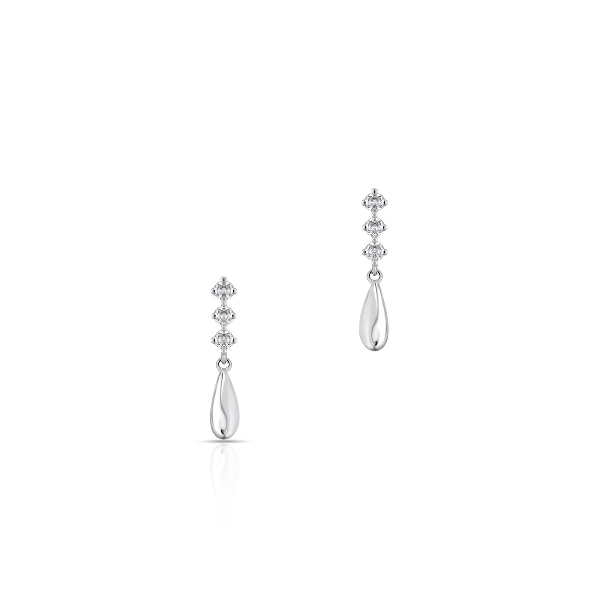 W.KRUK Kolczyki srebrne kropla z cyrkoniami