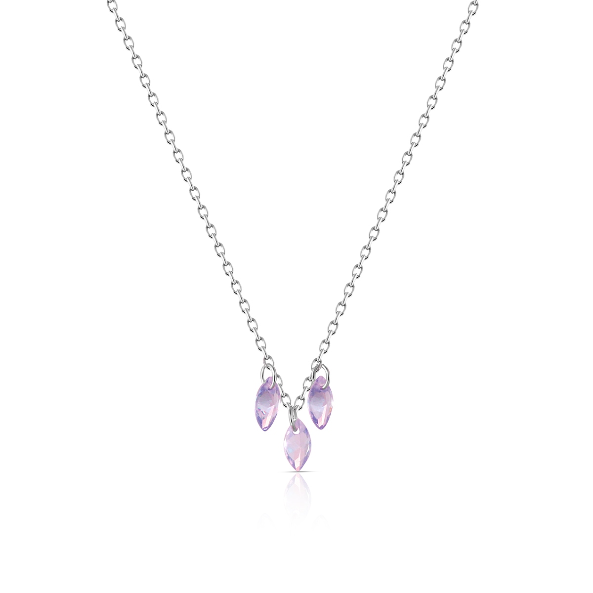 W.KRUK Naszyjnik srebrny z fioletowymi cyrkoniami