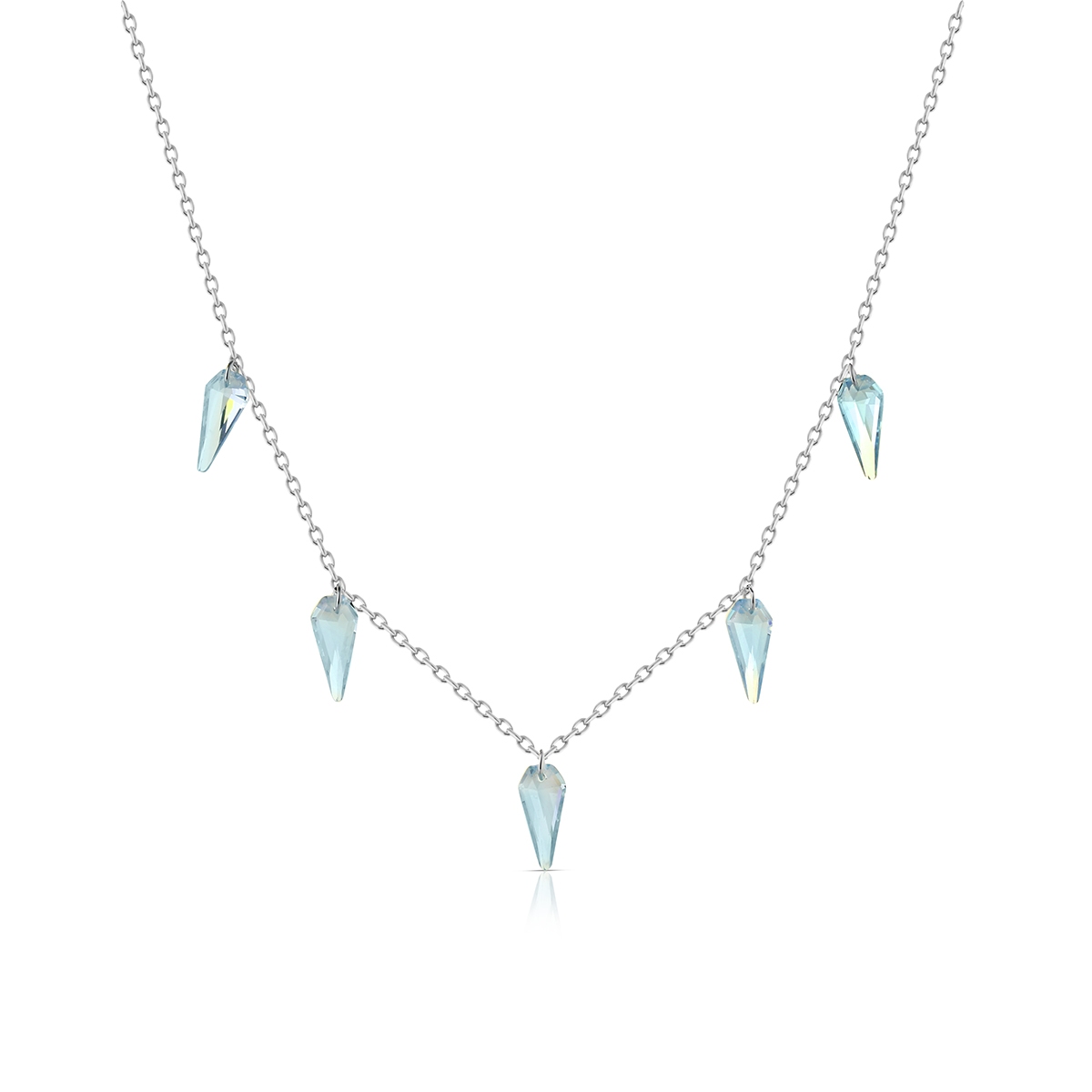 W.KRUK Naszyjnik srebrny z niebieskimi cyrkoniami