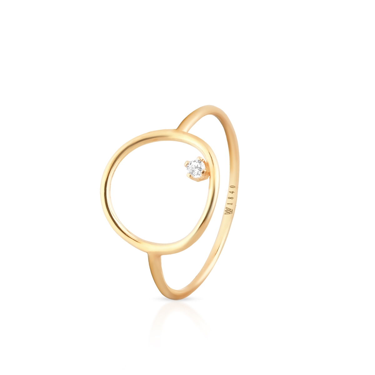 W.KRUK Pierścionek złoty z białą cyrkonią