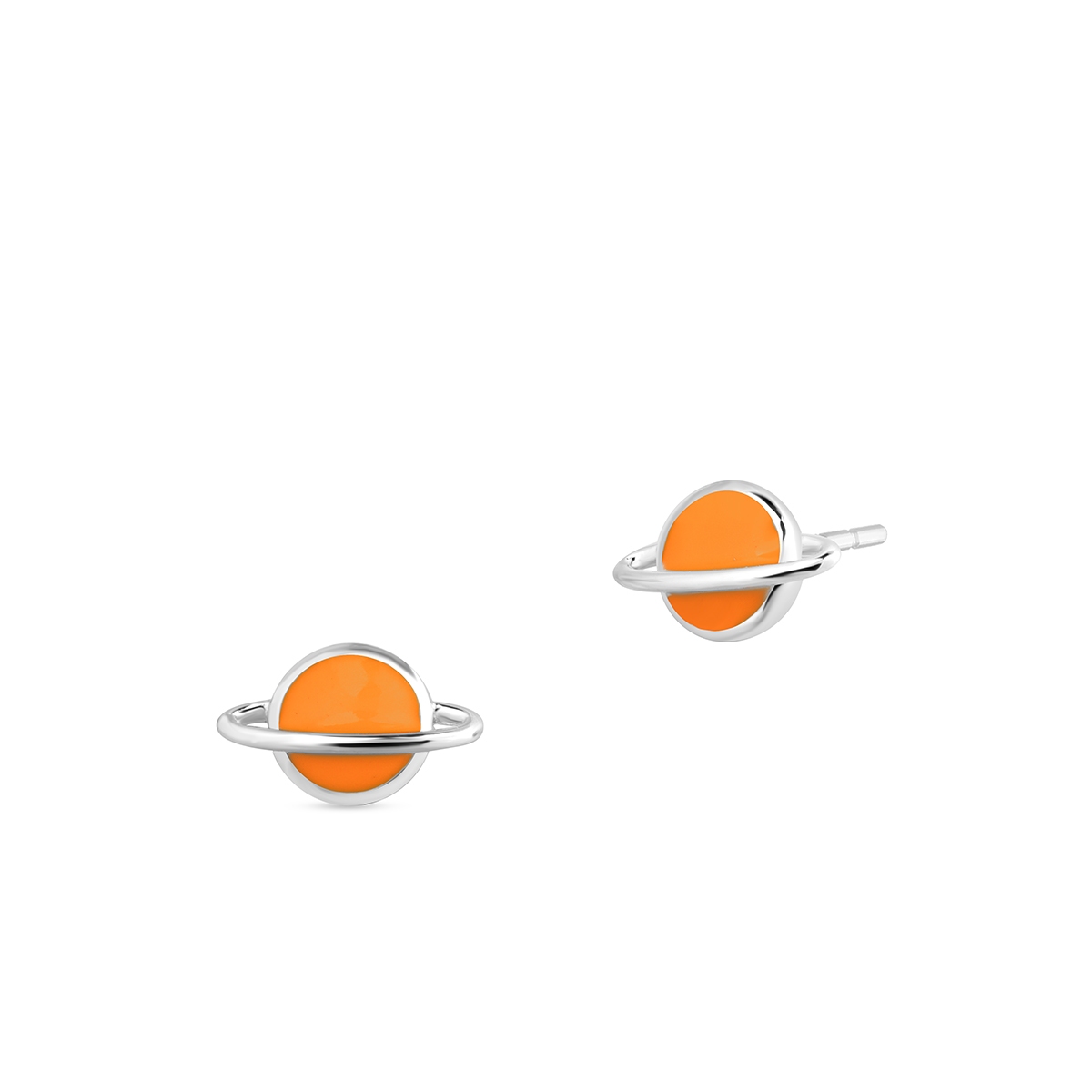 W.KRUK Kolczyki srebrne z motywem Saturna