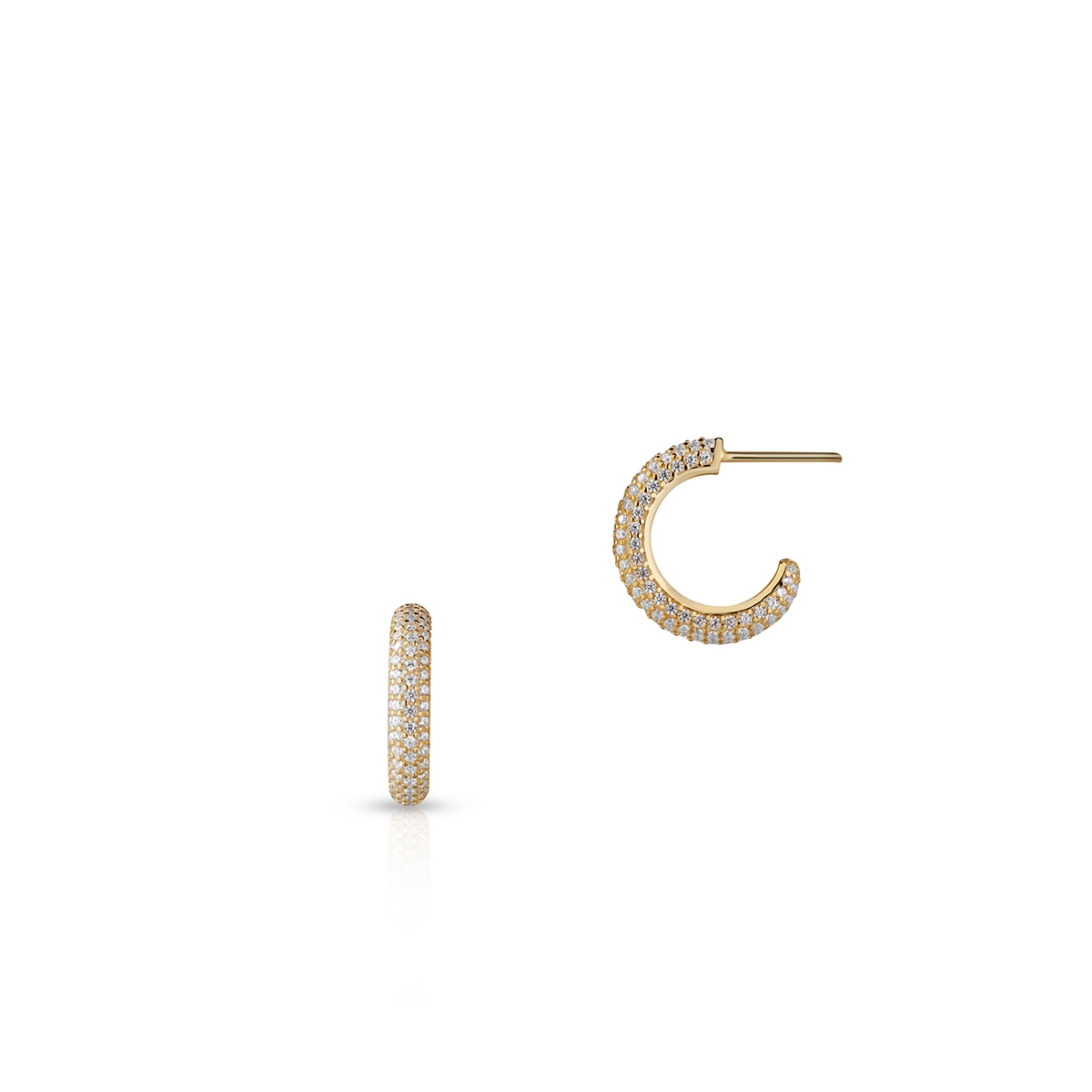 W.KRUK Kolczyki srebrne półkola z cyrkoniami