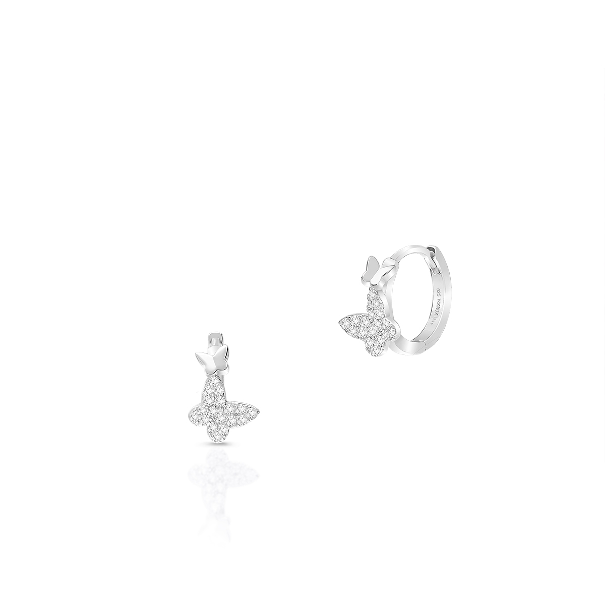 W.KRUK Kolczyki srebrne z cyrkoniami motyle