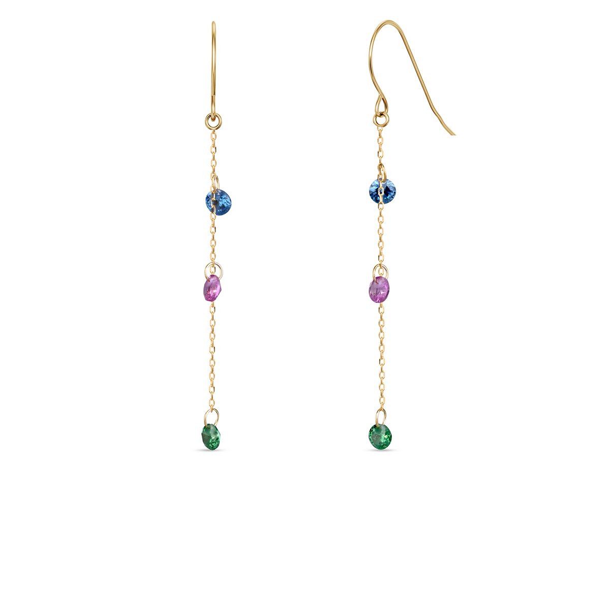 W.KRUK - Kolczyki złote z kolorowymi cyrkoniami