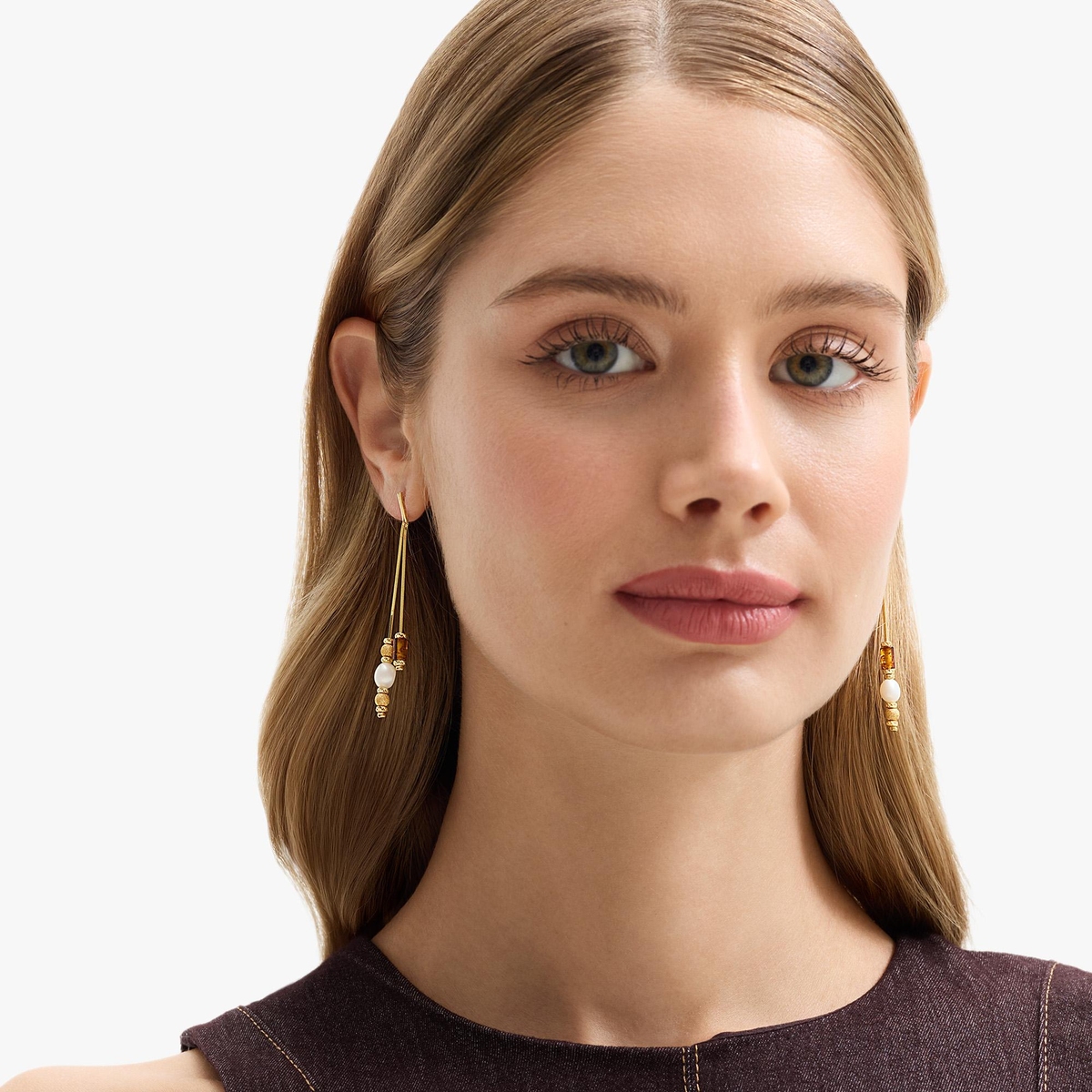 W.KRUK Kolczyki srebrne z bursztynami