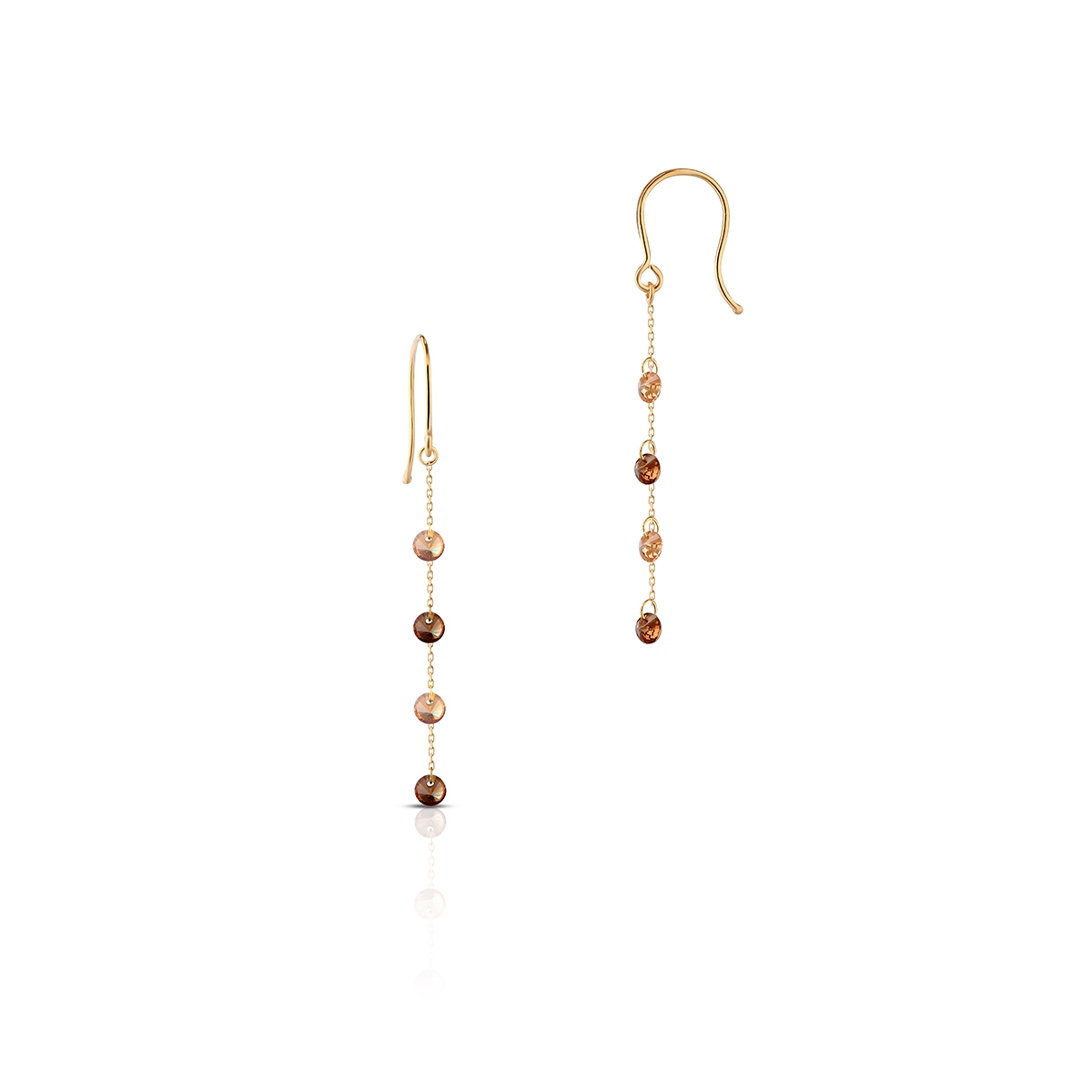 W.KRUK Kolczyki złote z kolorowymi cyrkoniami