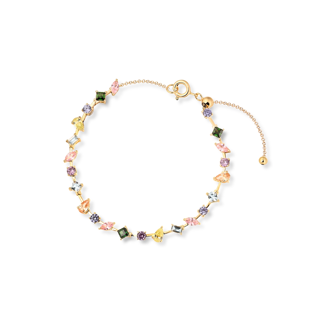 W.KRUK Bransoleta srebrna z kolorowymi cyrkoniami Mozaika