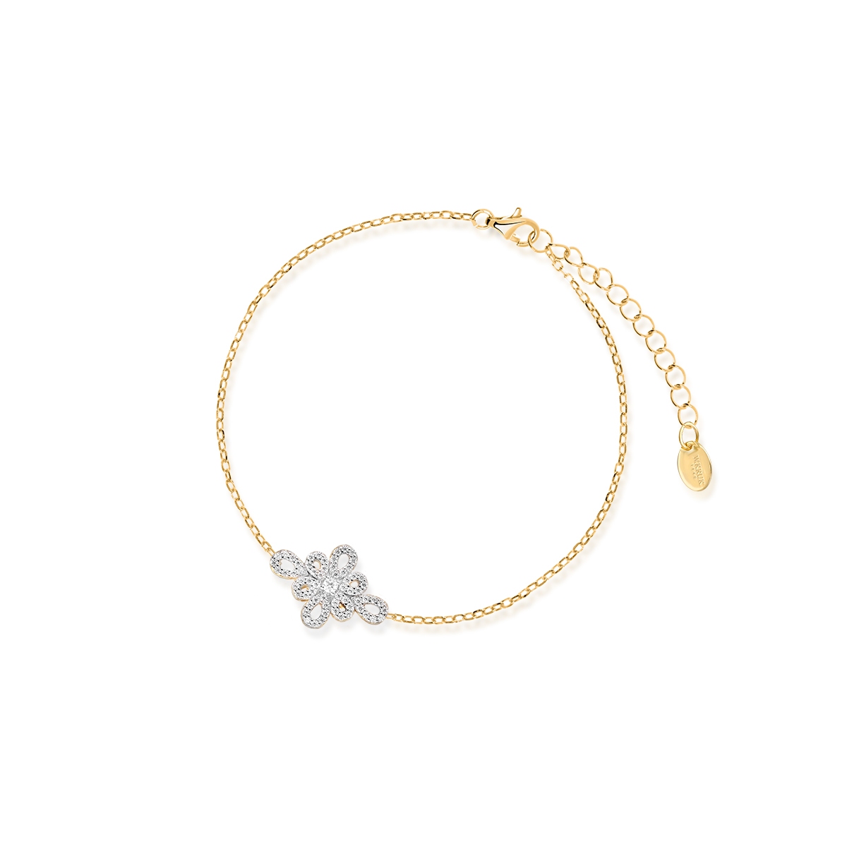 W.KRUK Bransoleta srebrna pozłacana z cyrkoniami