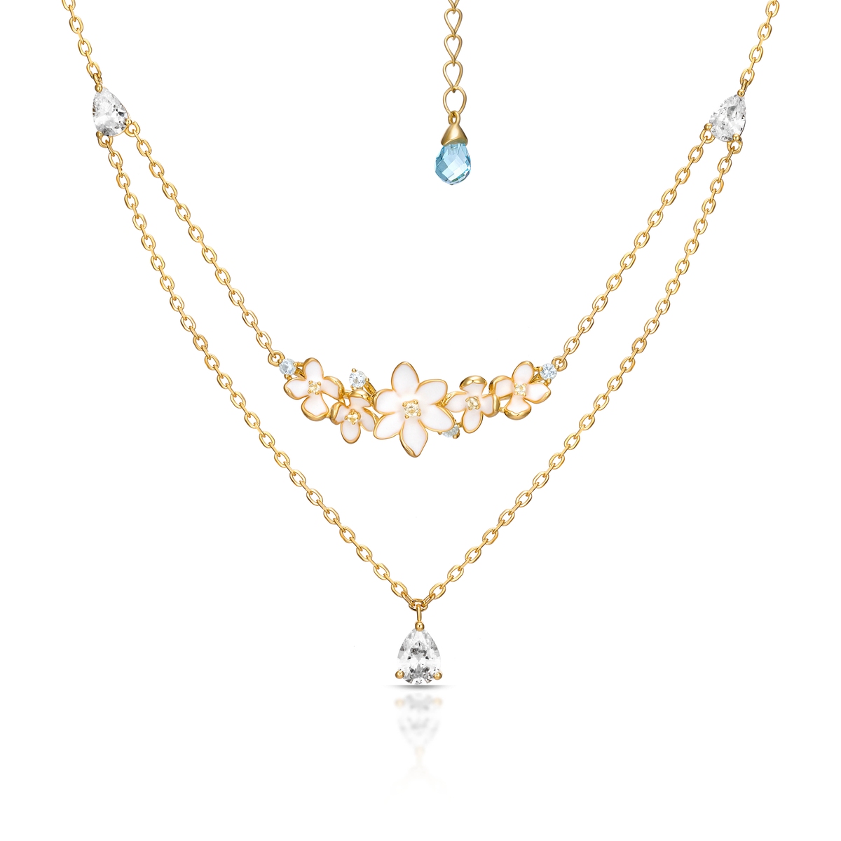 W.KRUK Naszyjnik srebrny Kwiaty Nocy Biały Bez