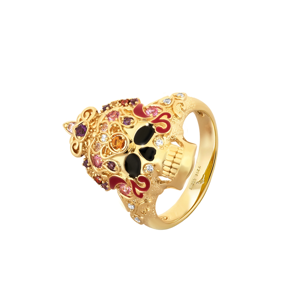 W.KRUK Pierścionek z motywem kolorowej czaszki Wonderland