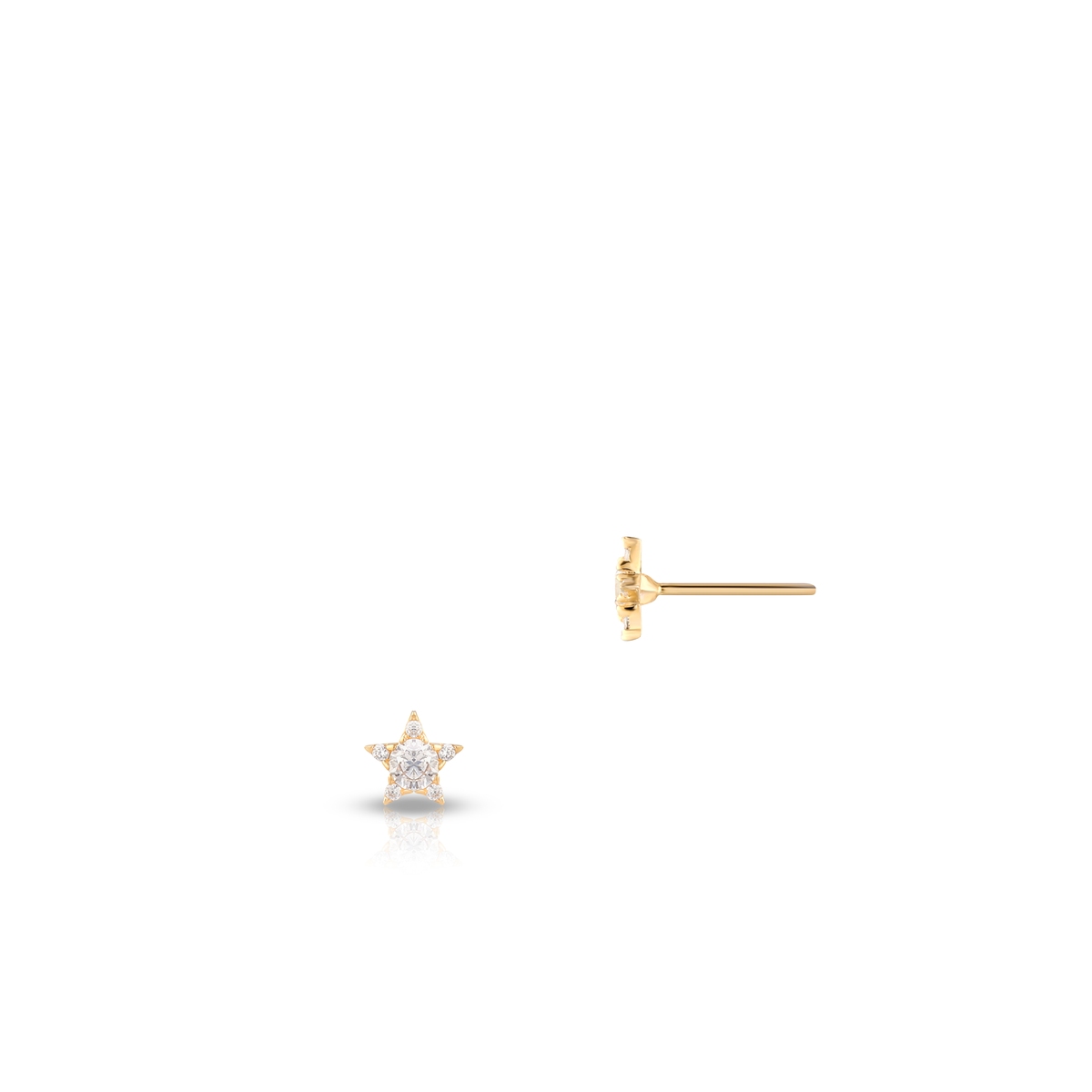 W.KRUK Kolczyki złote gwiazdki z cyrkoniami