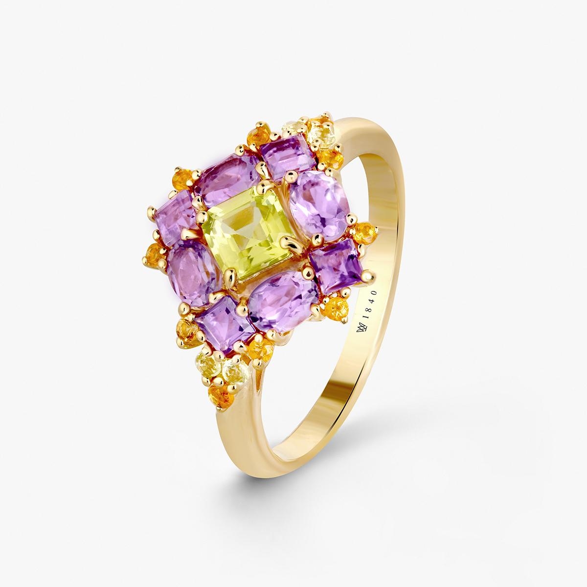 W.KRUK Pierścionek srebrny z ametystami Szekspirowska