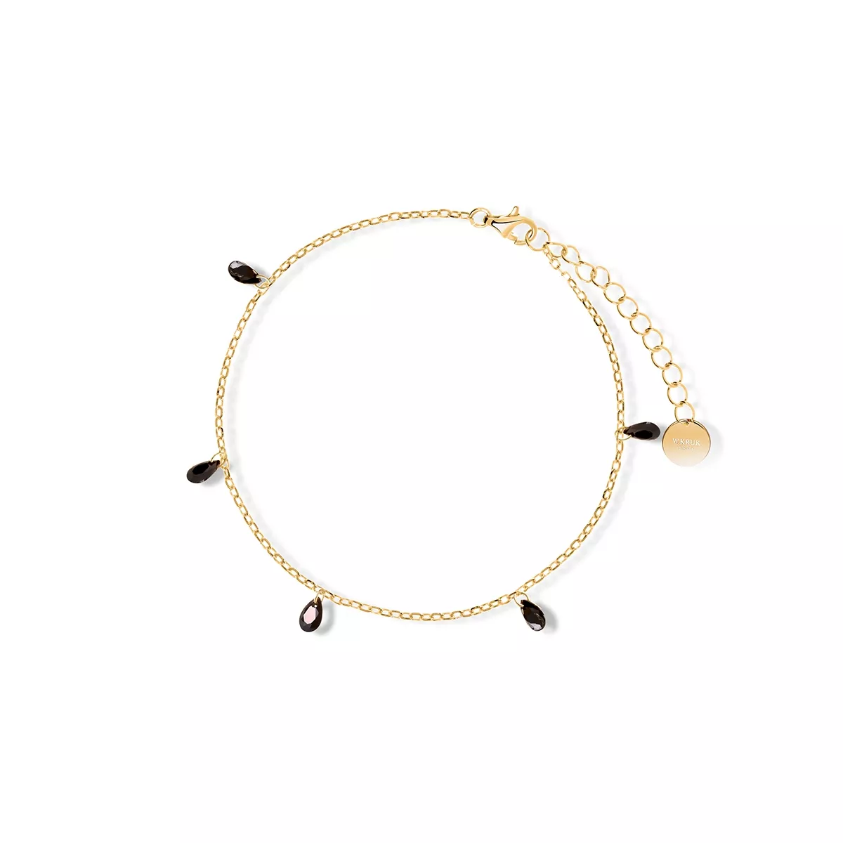 W.KRUK Bransoleta srebrna pozłacana z czarnymi cyrkoniami