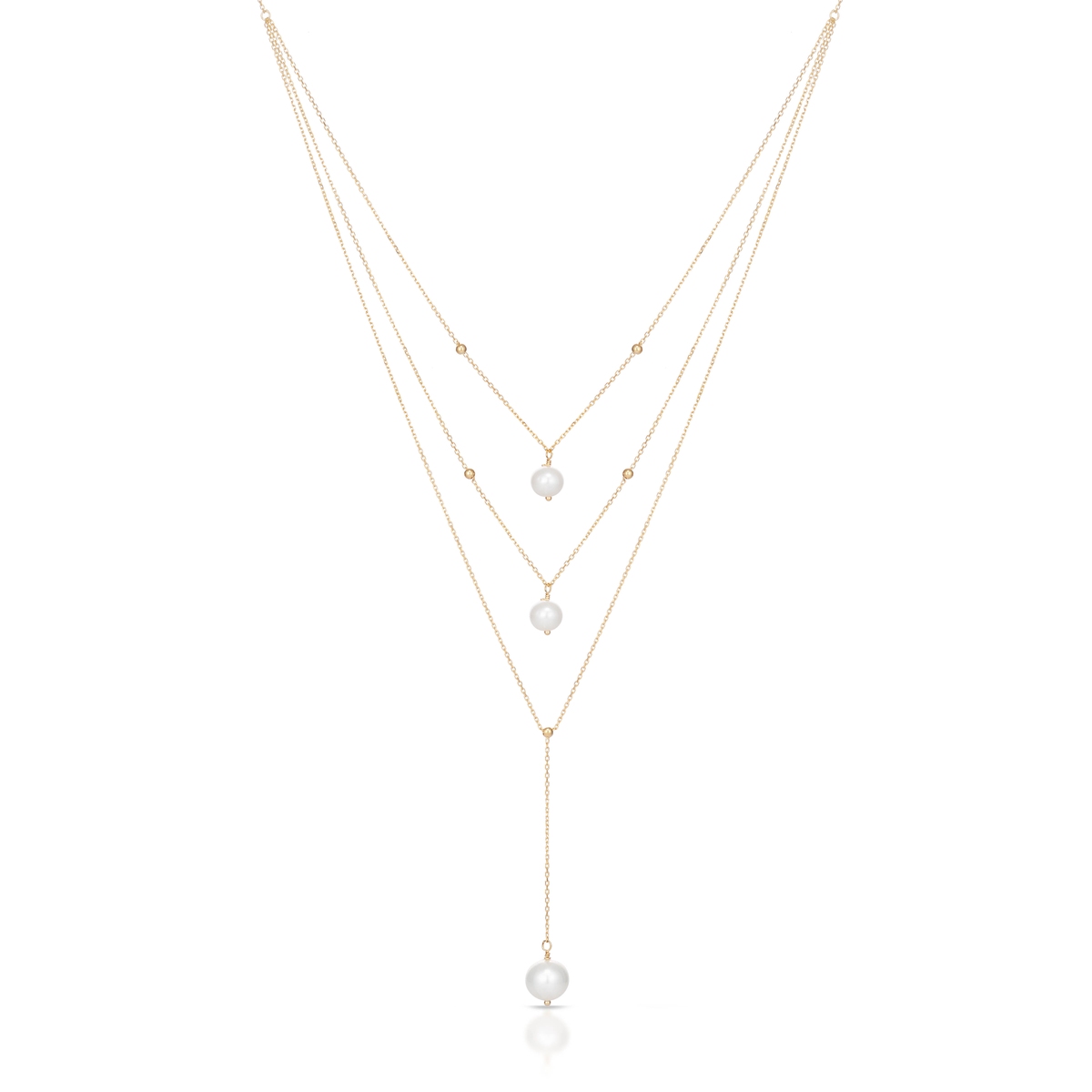 W.KRUK Naszyjnik złoty kaskadowy z perłami