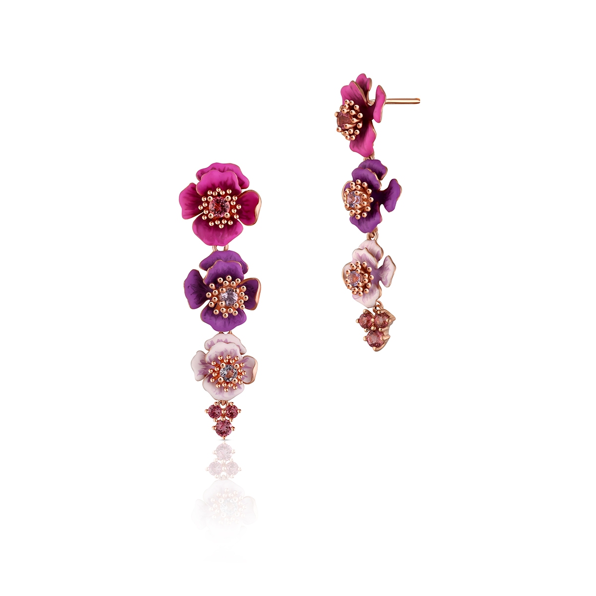 W.KRUK Kolczyki złote Kwiaty Nocy