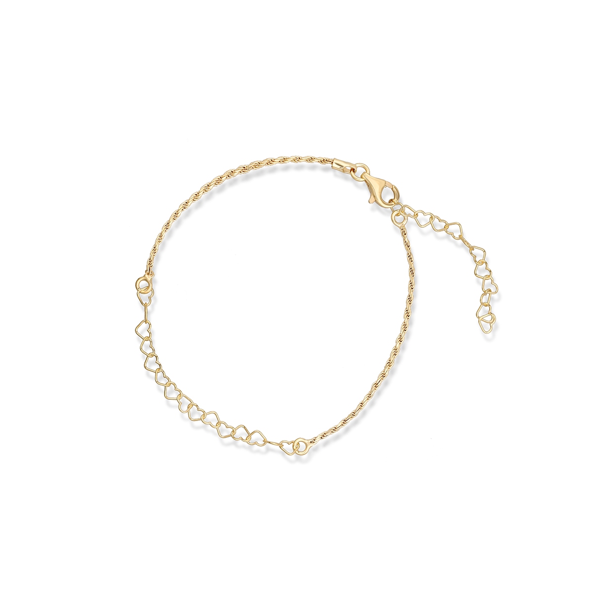 W.KRUK Bransoleta srebrna złocona z serduszkami