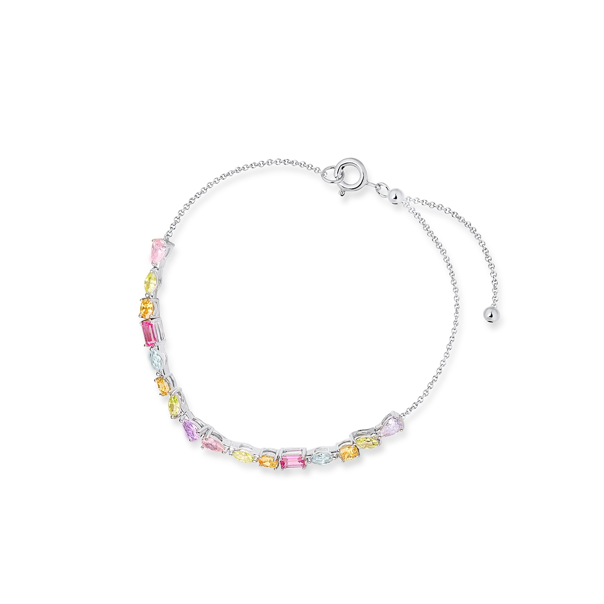 W.KRUK Bransoleta srebrna z kolorowymi kamieniami Mozaika