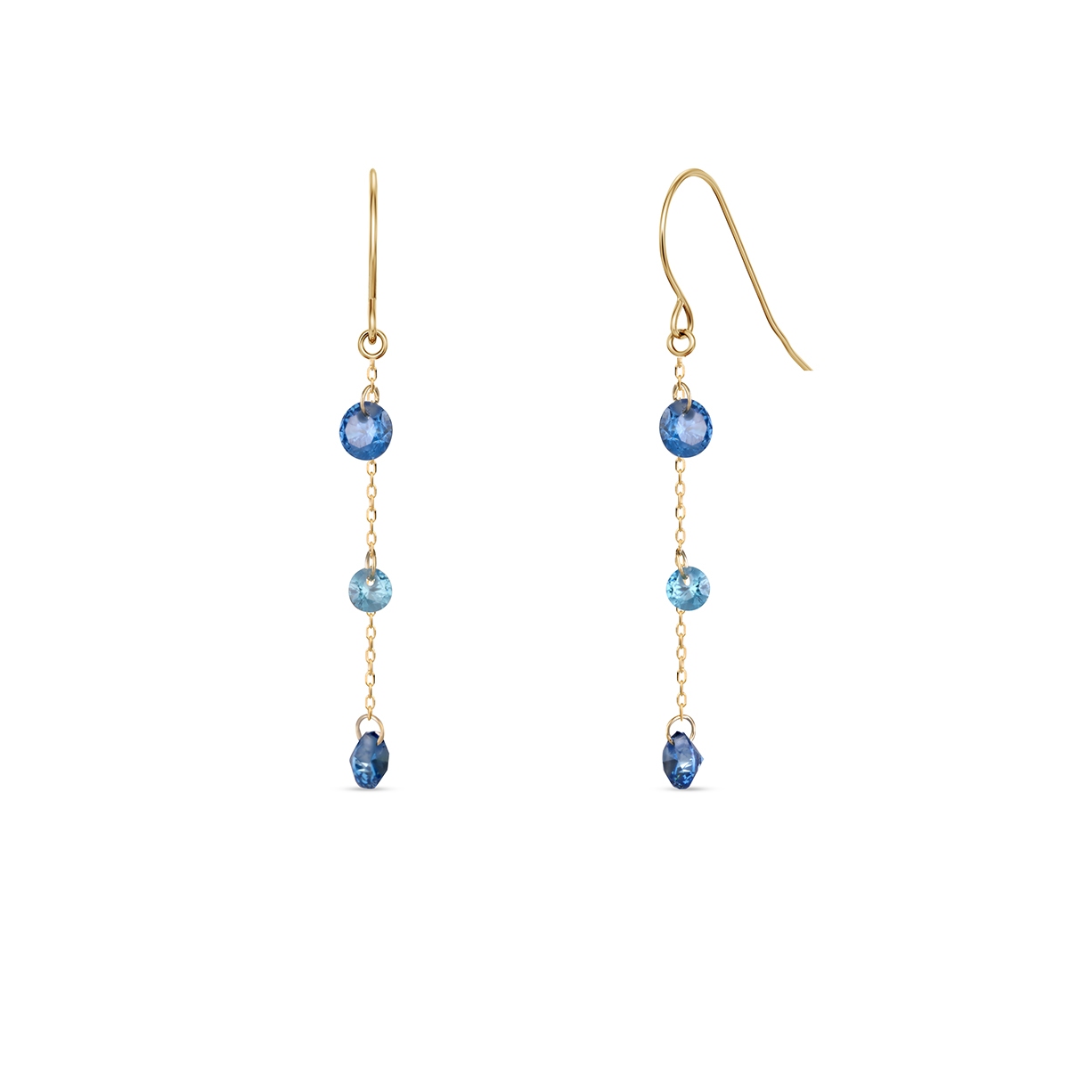 W.KRUK Kolczyki złote z niebieskimi cyrkoniami