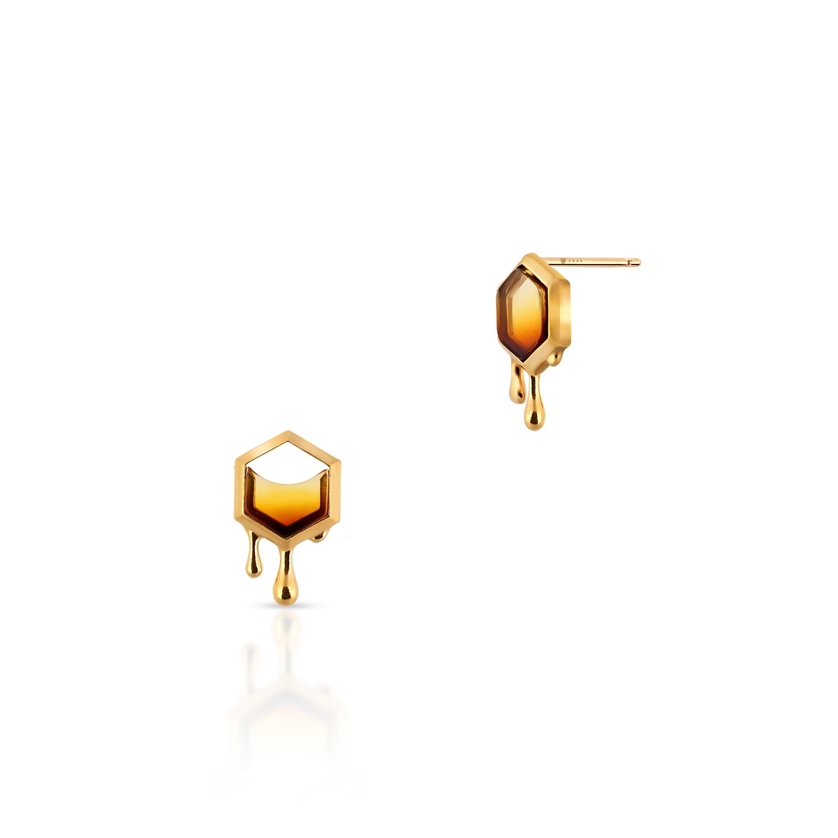 W.KRUK Kolczyki srebrne z bursztynem Miodowa