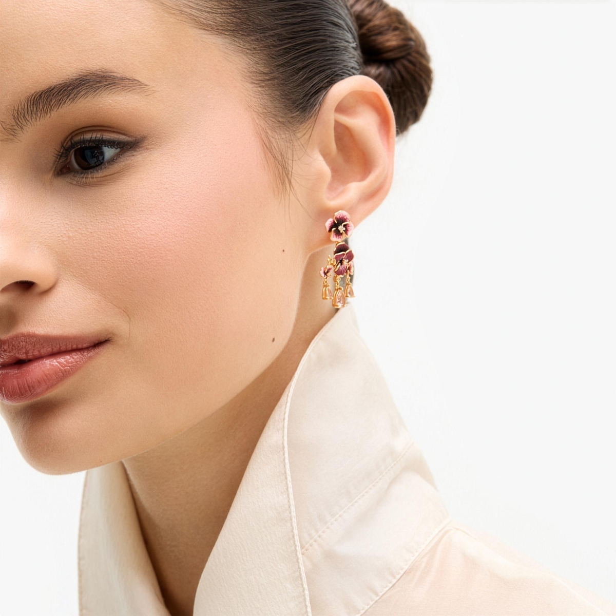 W.KRUK Kolczyki srebrne Kwiaty Nocy Bratki