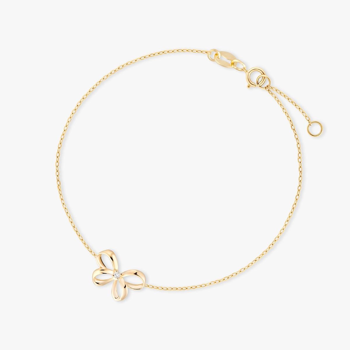 W.KRUK Bransoletka złota kokardka z cyrkonią