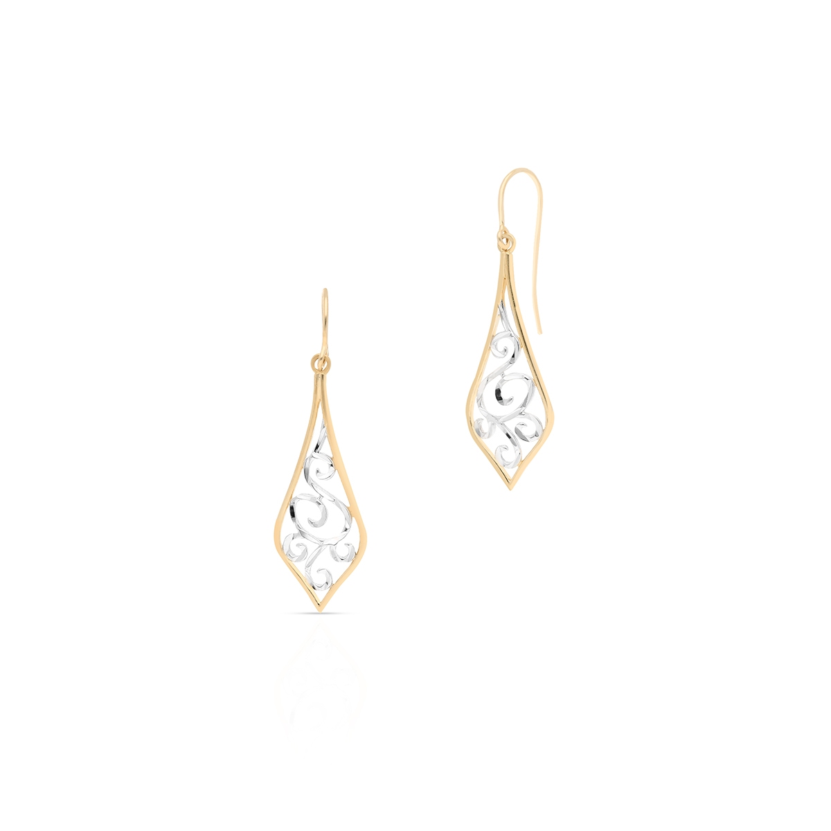 W.KRUK Kolczyki złote bicolor ażurowe