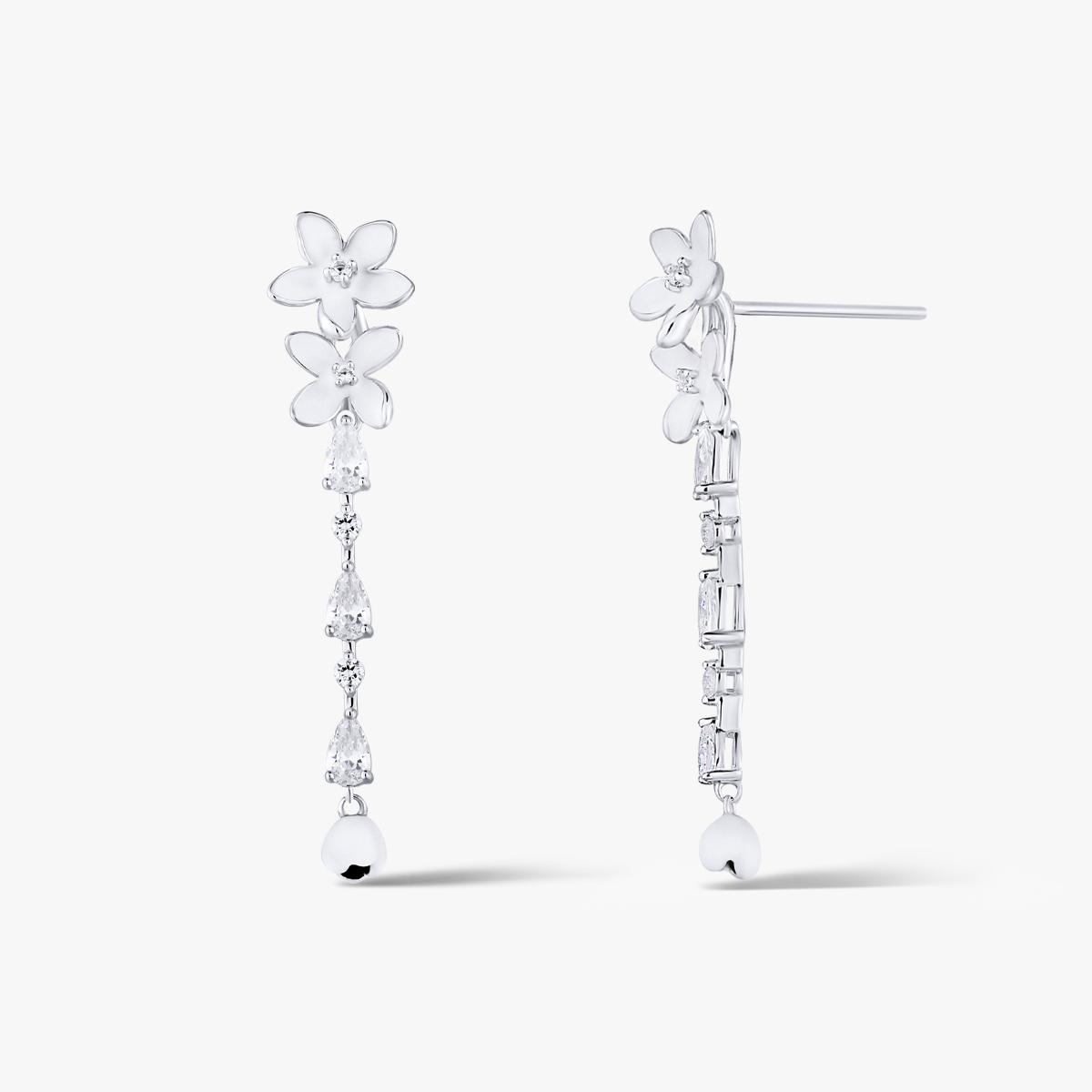 W.KRUK Kolczyki srebrne Kwiaty Nocy Biały Bez