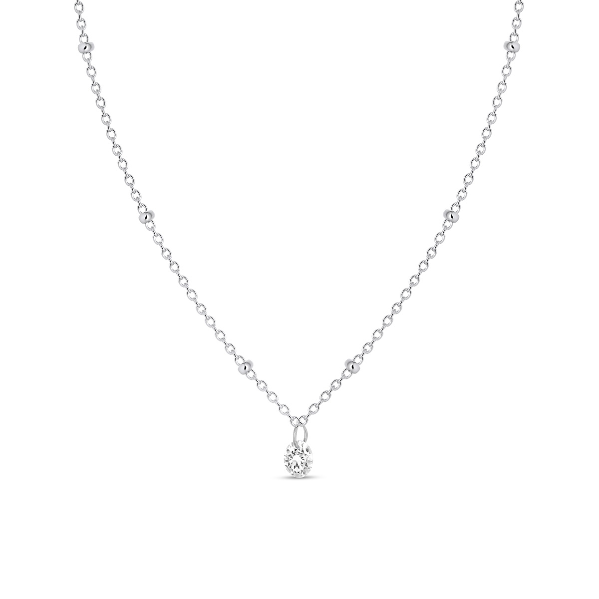 W.KRUK Naszyjnik srebrny z wiszącą cyrkonią