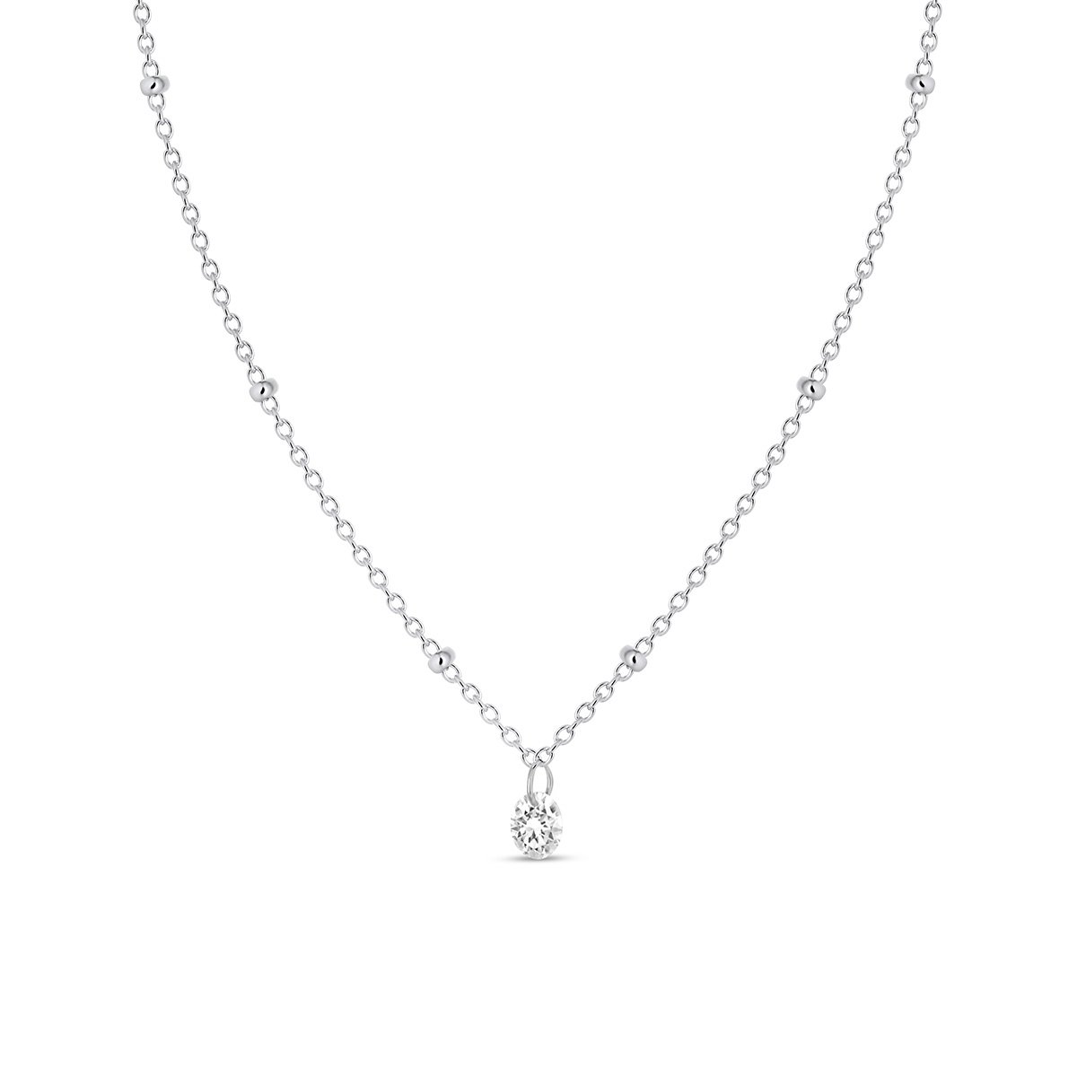 W.KRUK Naszyjnik srebrny z wiszącą cyrkonią