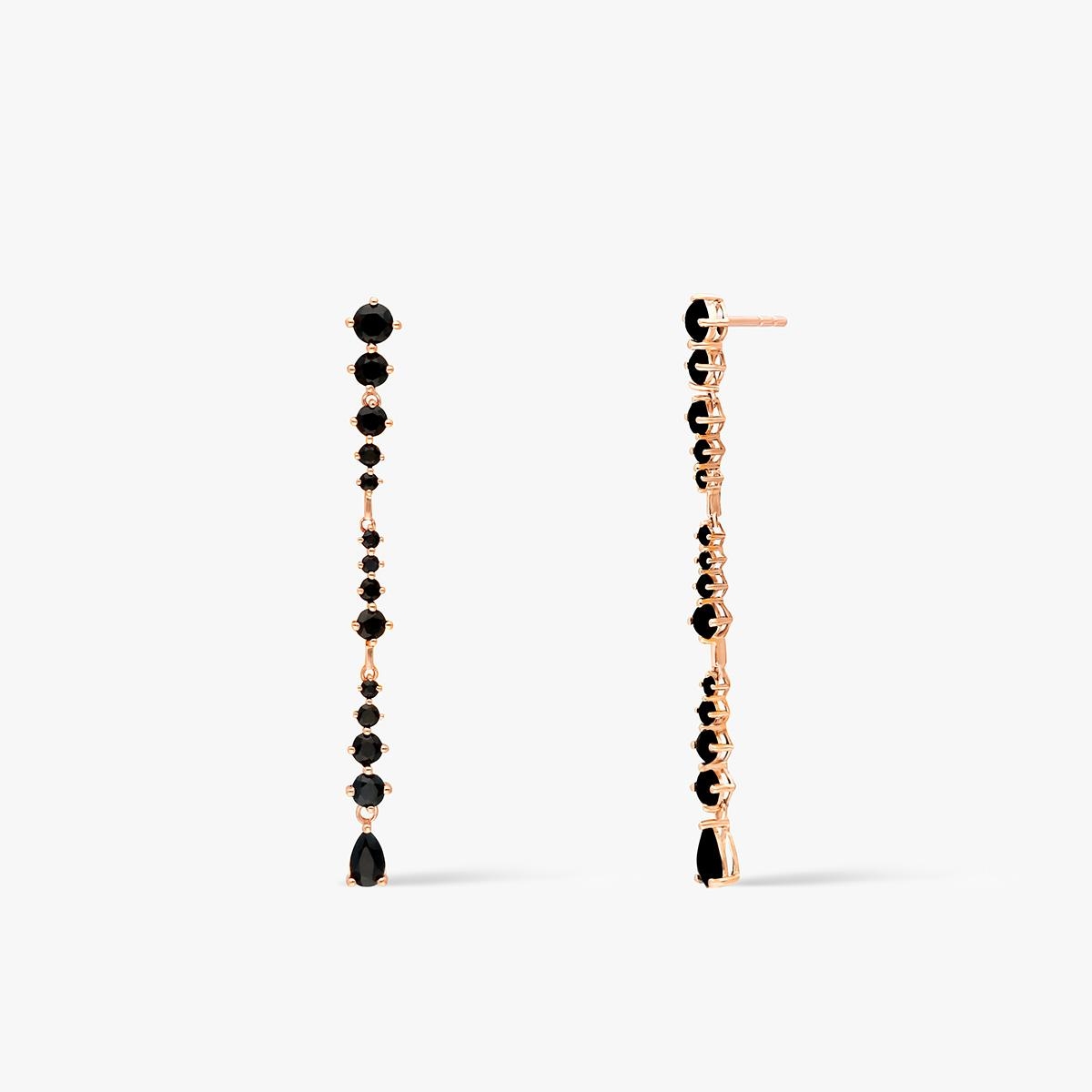 W.KRUK Kolczyki różowe złoto z czarnymi szafirami