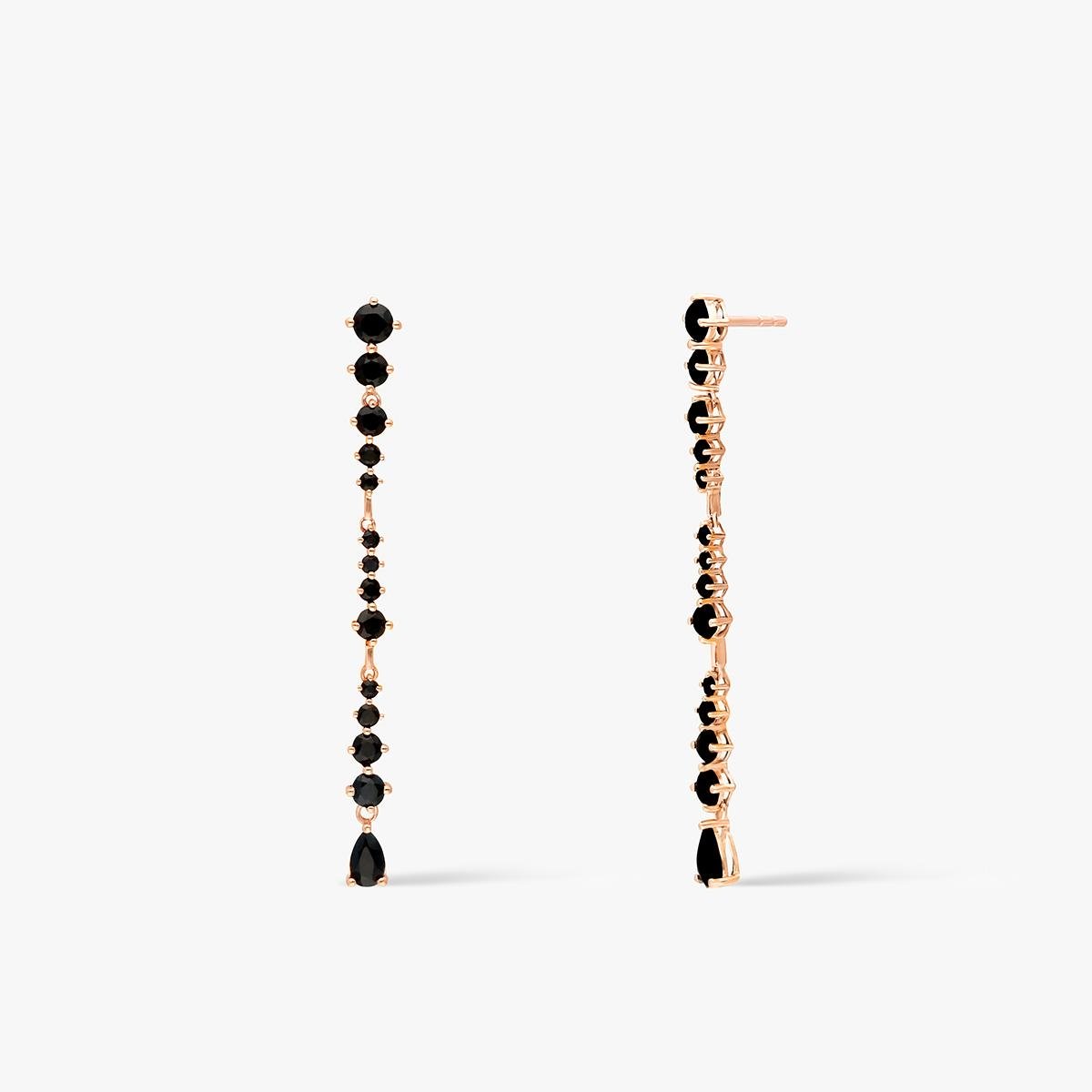 W.KRUK Kolczyki różowe złoto z czarnymi szafirami