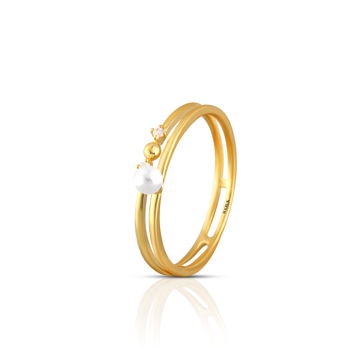 W.KRUK - Pierścionek srebrny pozłacany z perłą