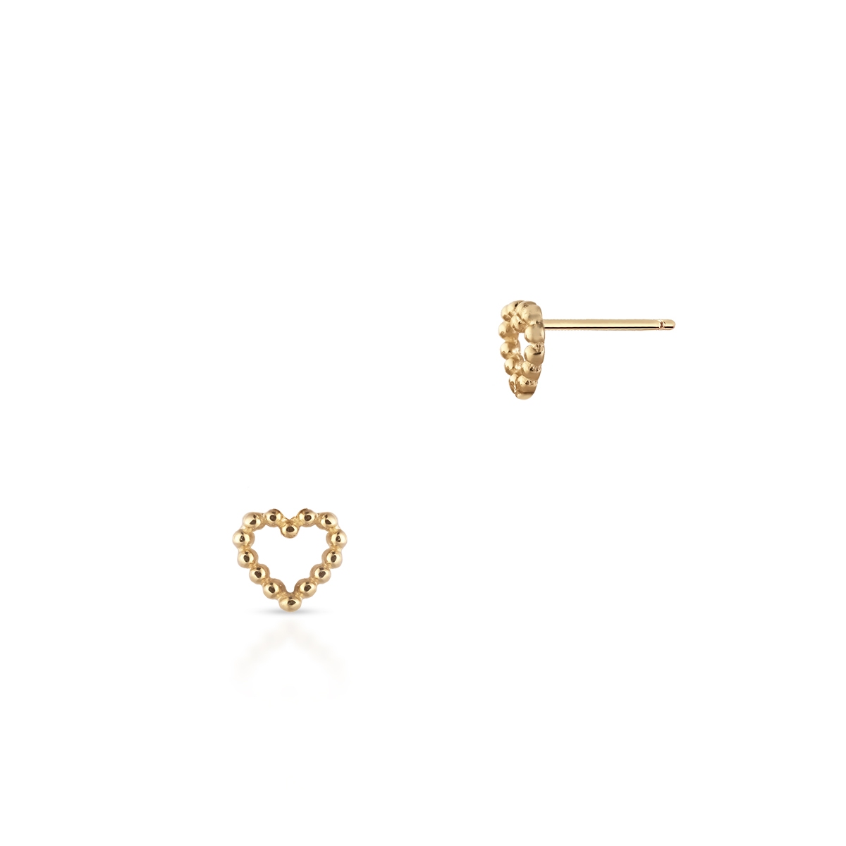 W.KRUK Kolczyki złote serca z kuleczek