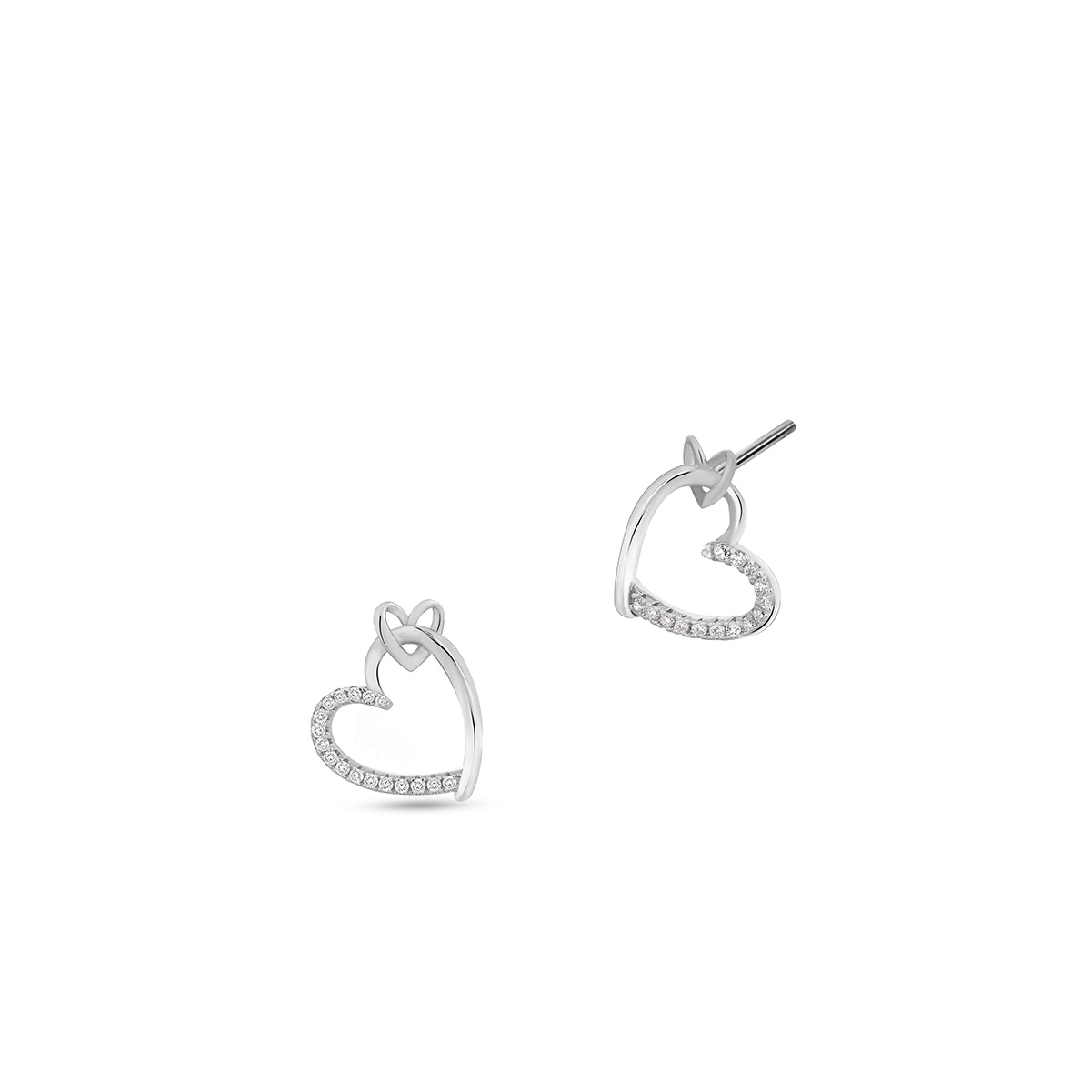 W.KRUK Kolczyki srebrne dwa serca