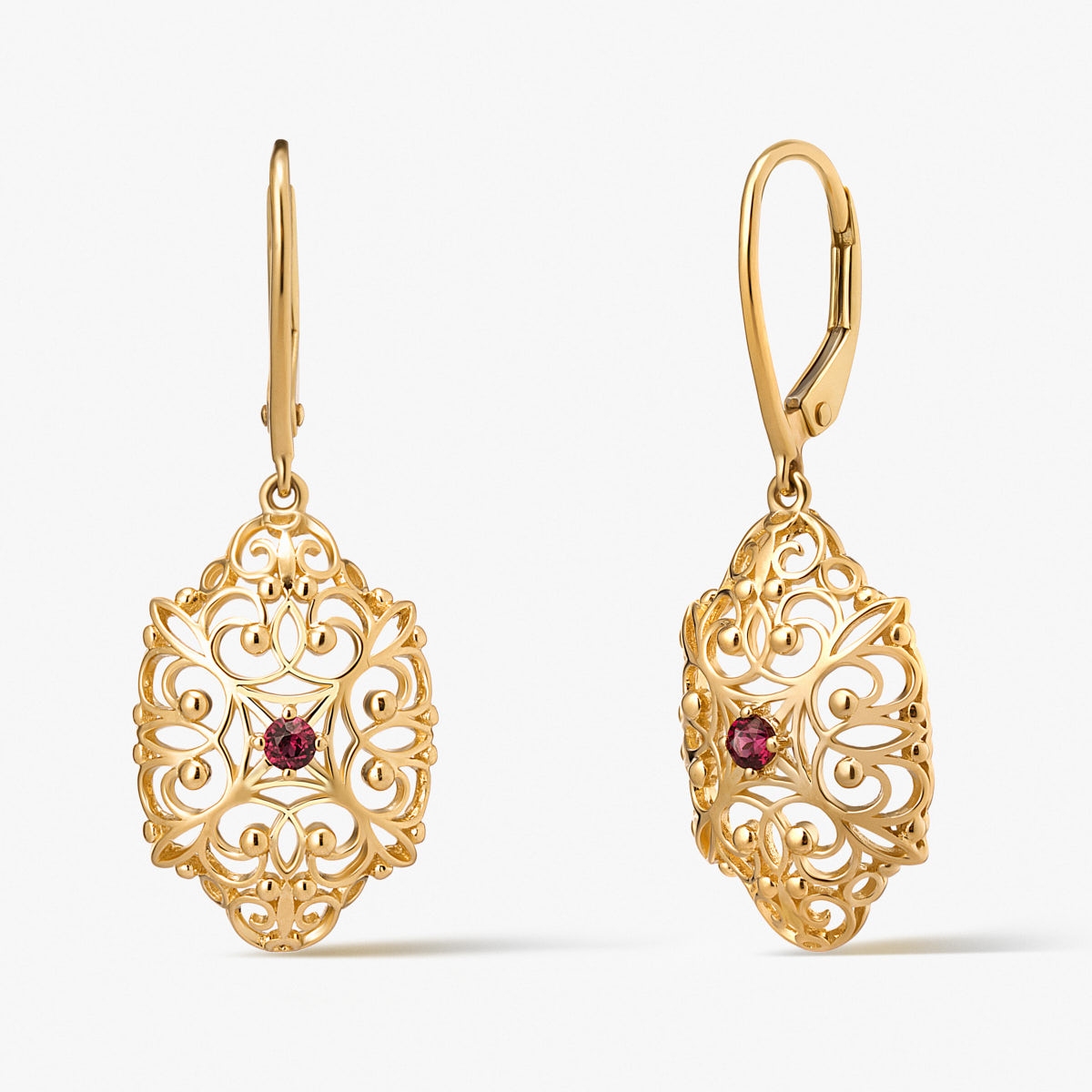 W.KRUK Kolczyki złote z rodolitem Royal Star