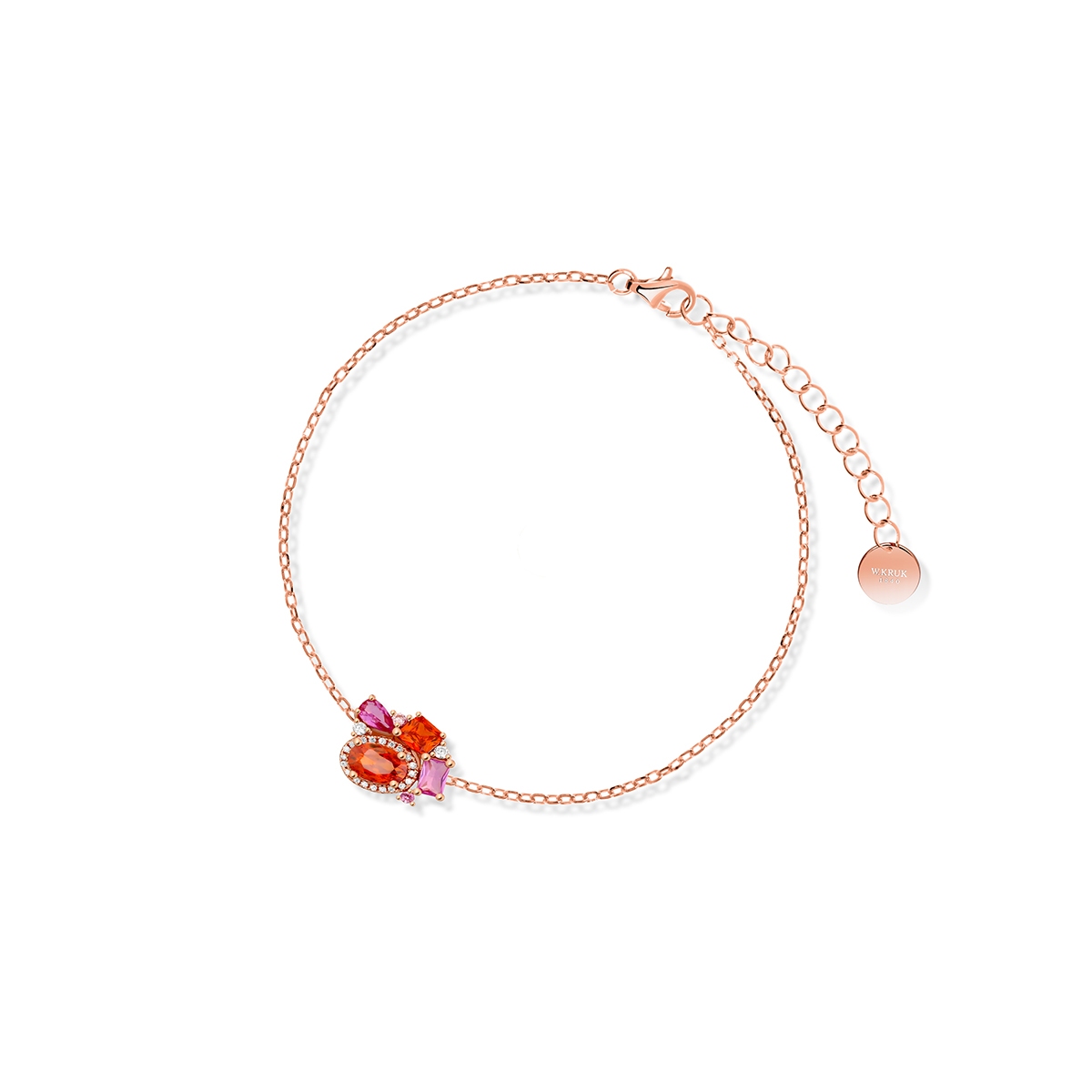 W.KRUK Bransoleta srebrna z kolorowymi cyrkoniami