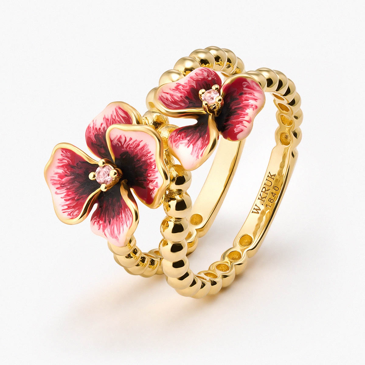 W.KRUK Pierścionek srebrny Kwiaty Nocy Bratki