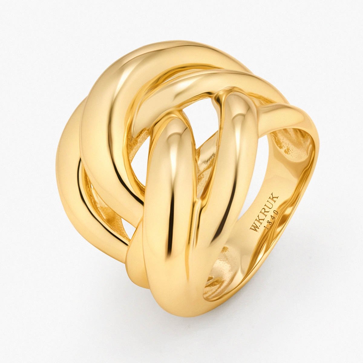 W.KRUK Pierścionek srebrny pozłacany