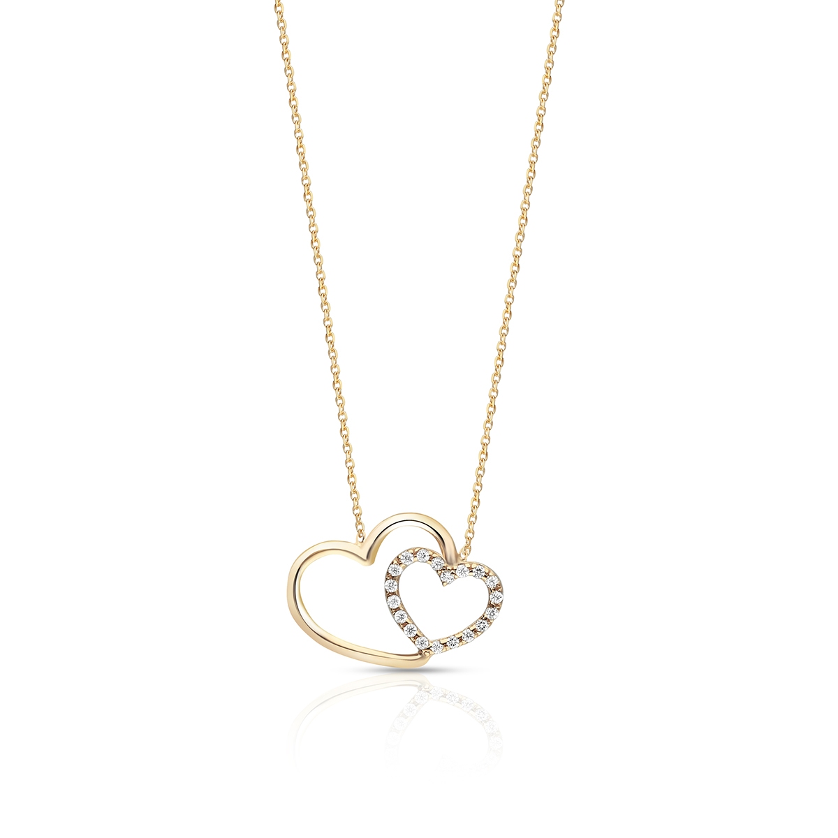 W.KRUK Naszyjnik złoty z cyrkoniami serca
