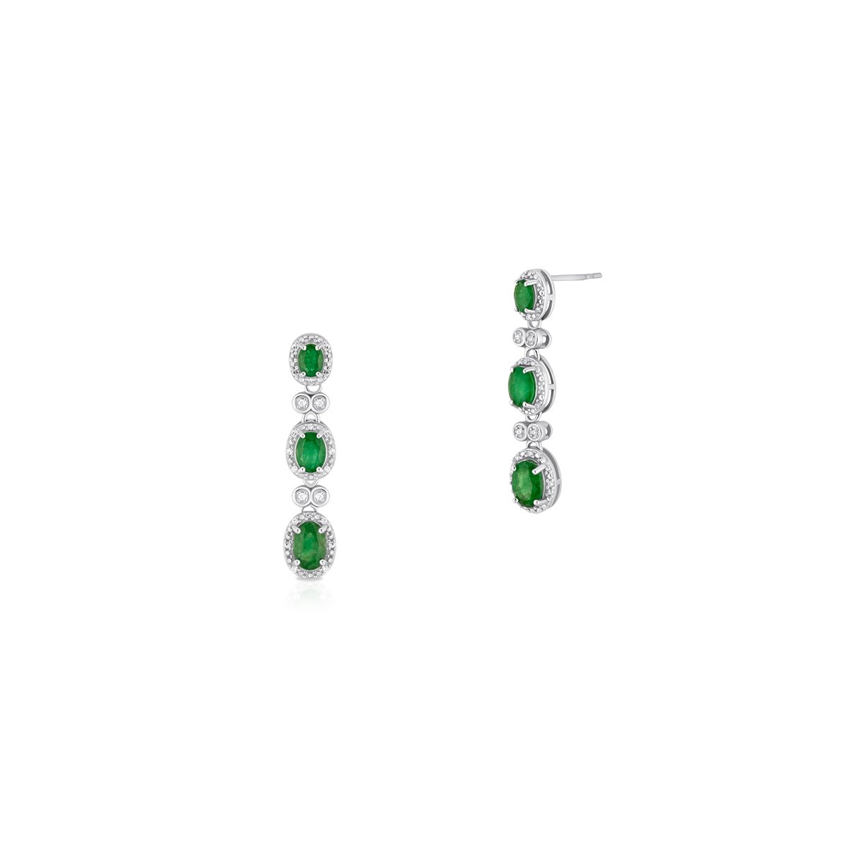 W.KRUK Kolczyki białe złoto z diamentami i szmaragdami