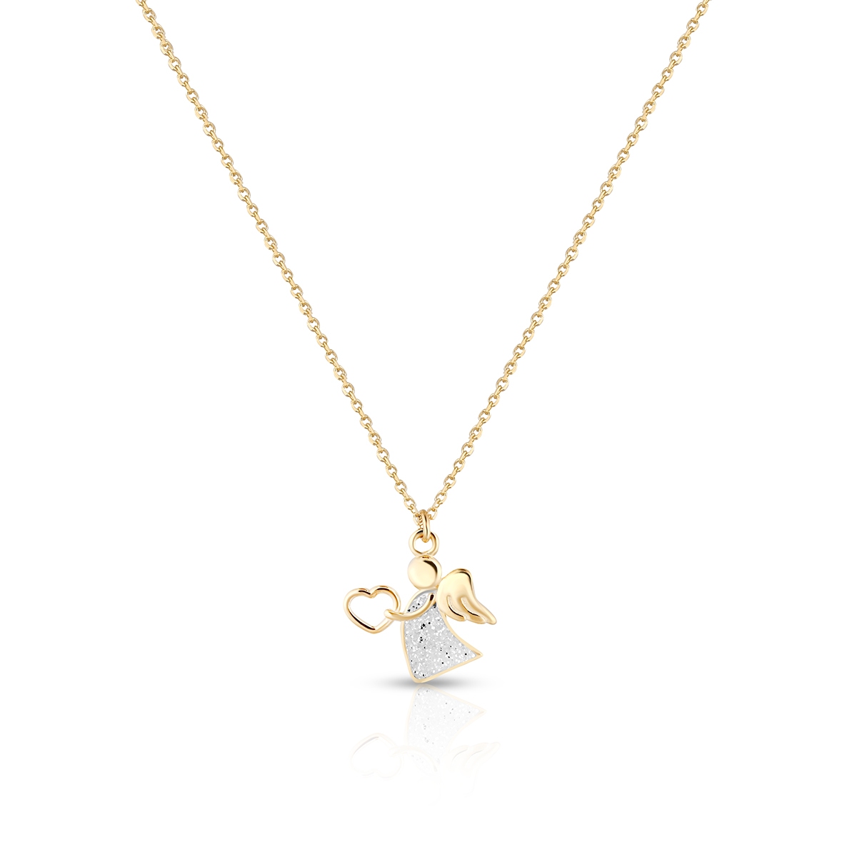 W.KRUK Naszyjnik złoty aniołek z sercem