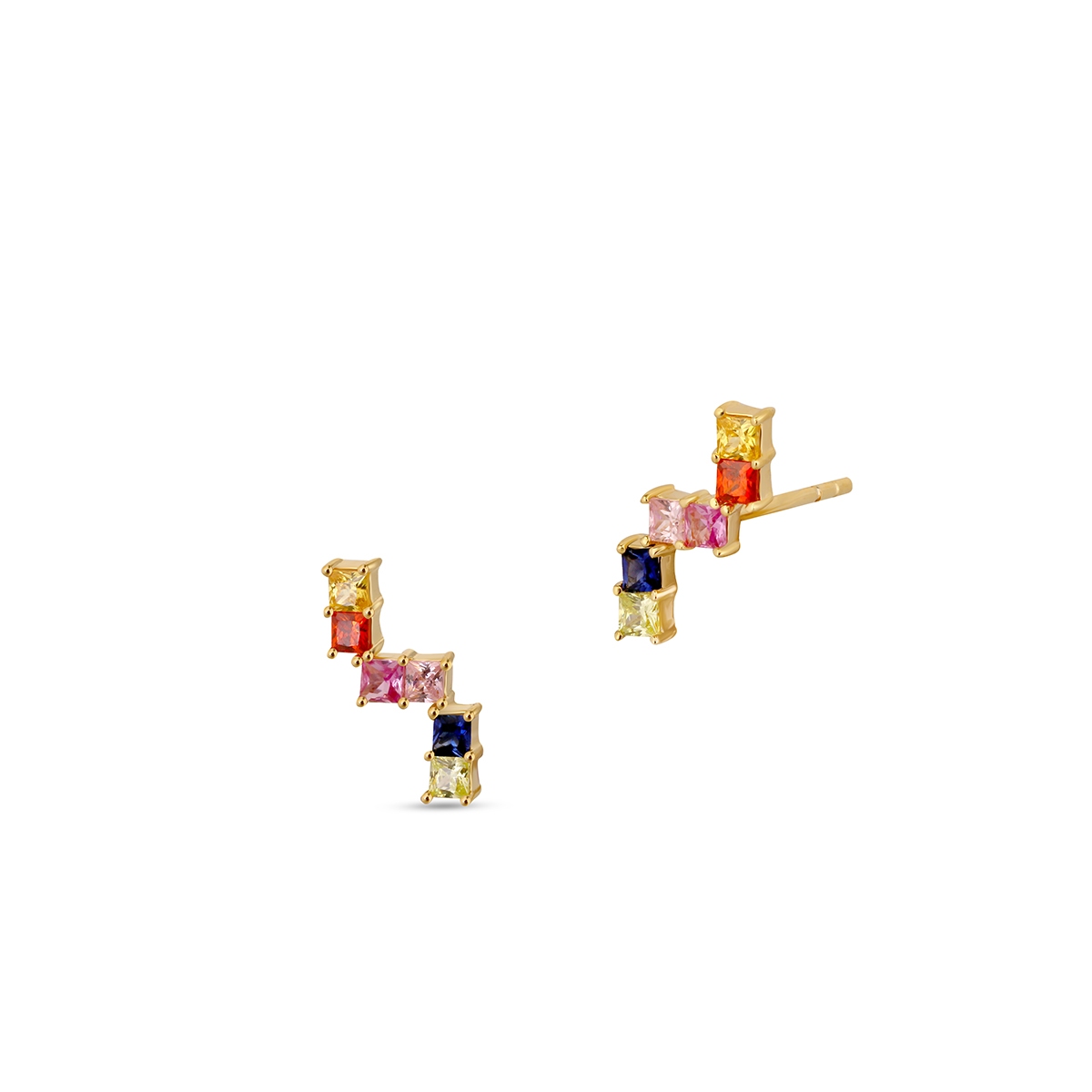 W.KRUK Kolczyki srebrne z kolorowymi kamieniami Mozaika