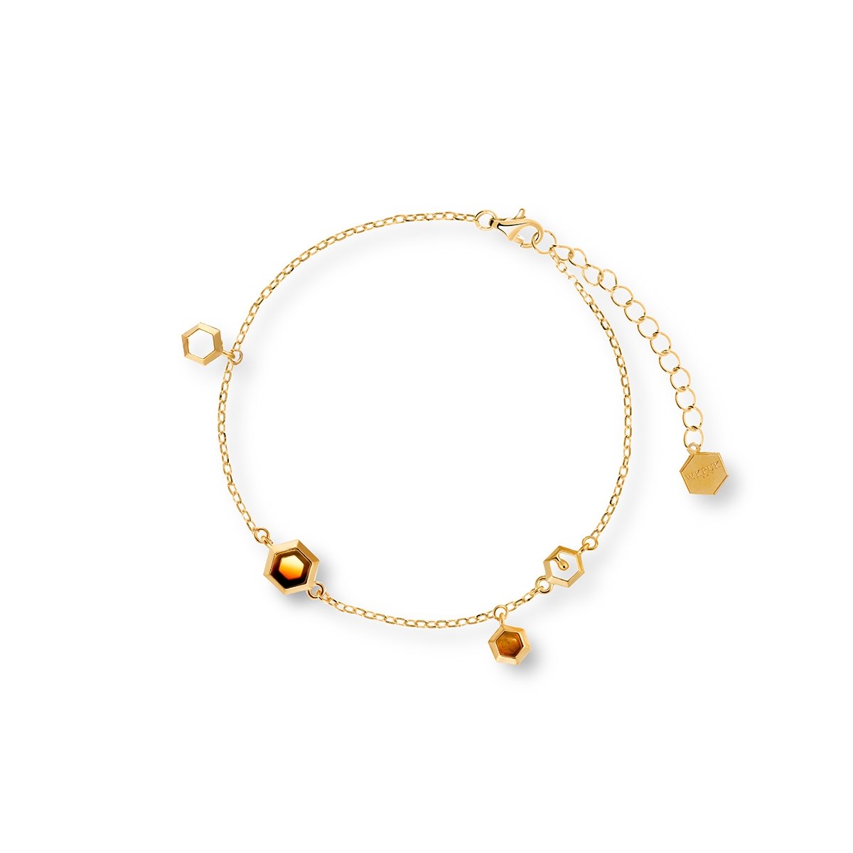 W.KRUK Bransoleta srebrna z bursztynem Miodowa